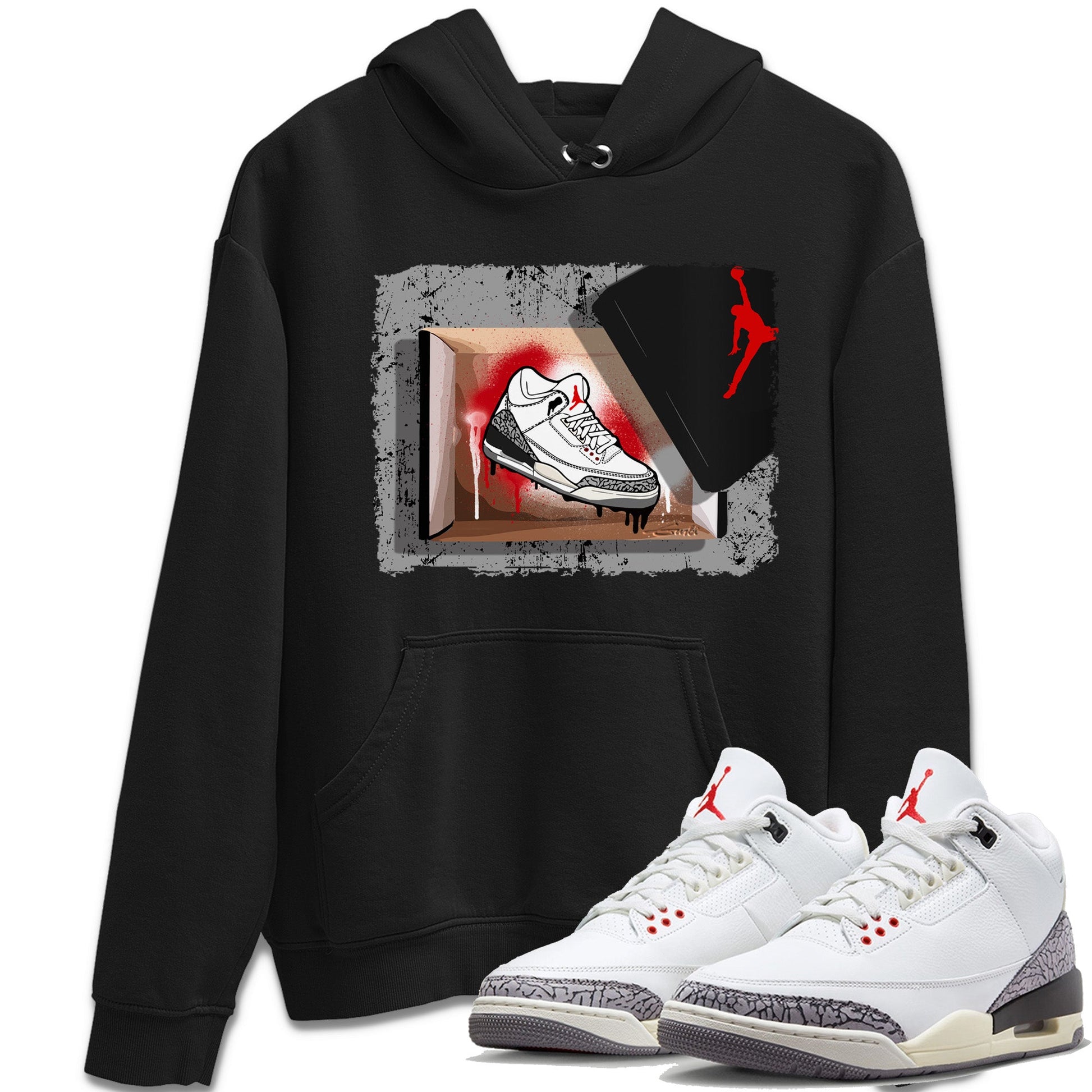 Air Jordan 3 White Cement Sneaker Match Tees New Kicks Sneaker Tees Air Jordan 3 Retro White Cement Sneaker Release Tees Unisex Shirts Black 1