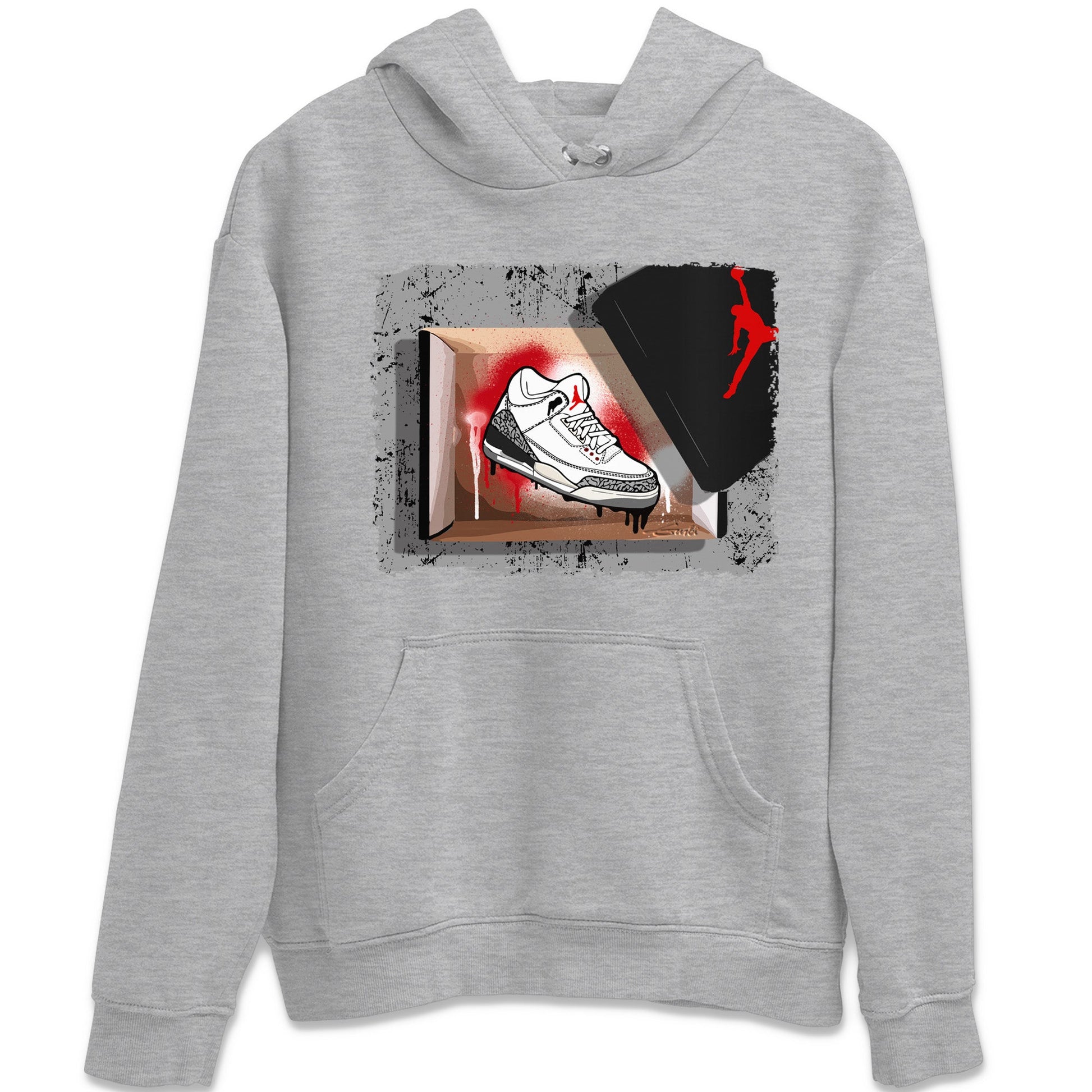 Air Jordan 3 White Cement Sneaker Match Tees New Kicks Sneaker Tees Air Jordan 3 Retro White Cement Sneaker Release Tees Unisex Shirts Heather Grey 2