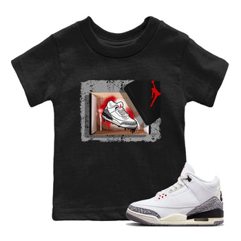 Air Jordan 3 White Cement Sneaker Match Tees New Kicks Sneaker Tees Air Jordan 3 Retro White Cement Sneaker Release Tees Kids Shirts Black 1