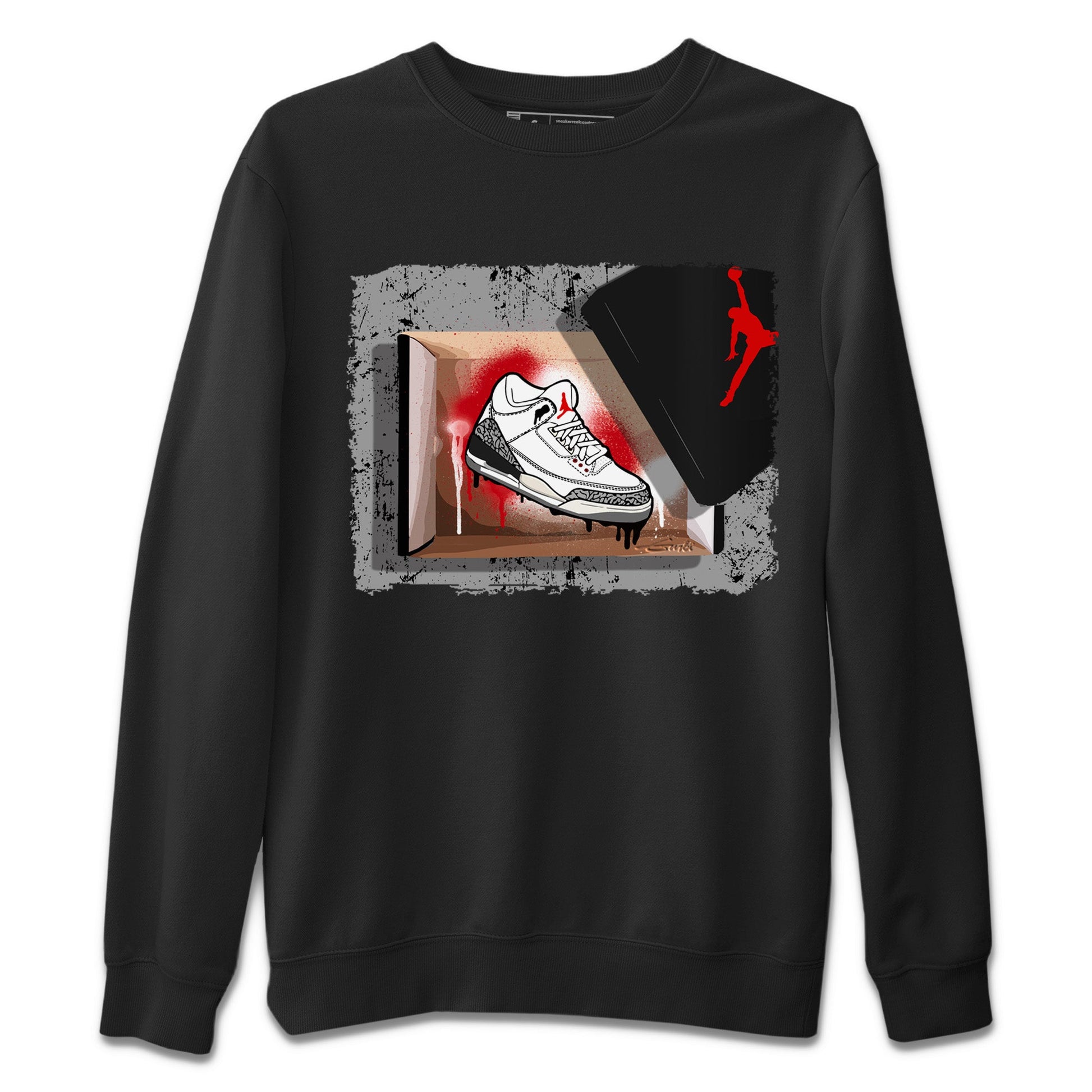 Air Jordan 3 White Cement Sneaker Match Tees New Kicks Sneaker Tees Air Jordan 3 Retro White Cement Sneaker Release Tees Unisex Shirts Black 2