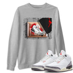 Air Jordan 3 White Cement Sneaker Match Tees New Kicks Sneaker Tees Air Jordan 3 Retro White Cement Sneaker Release Tees Unisex Shirts Heather Grey 1