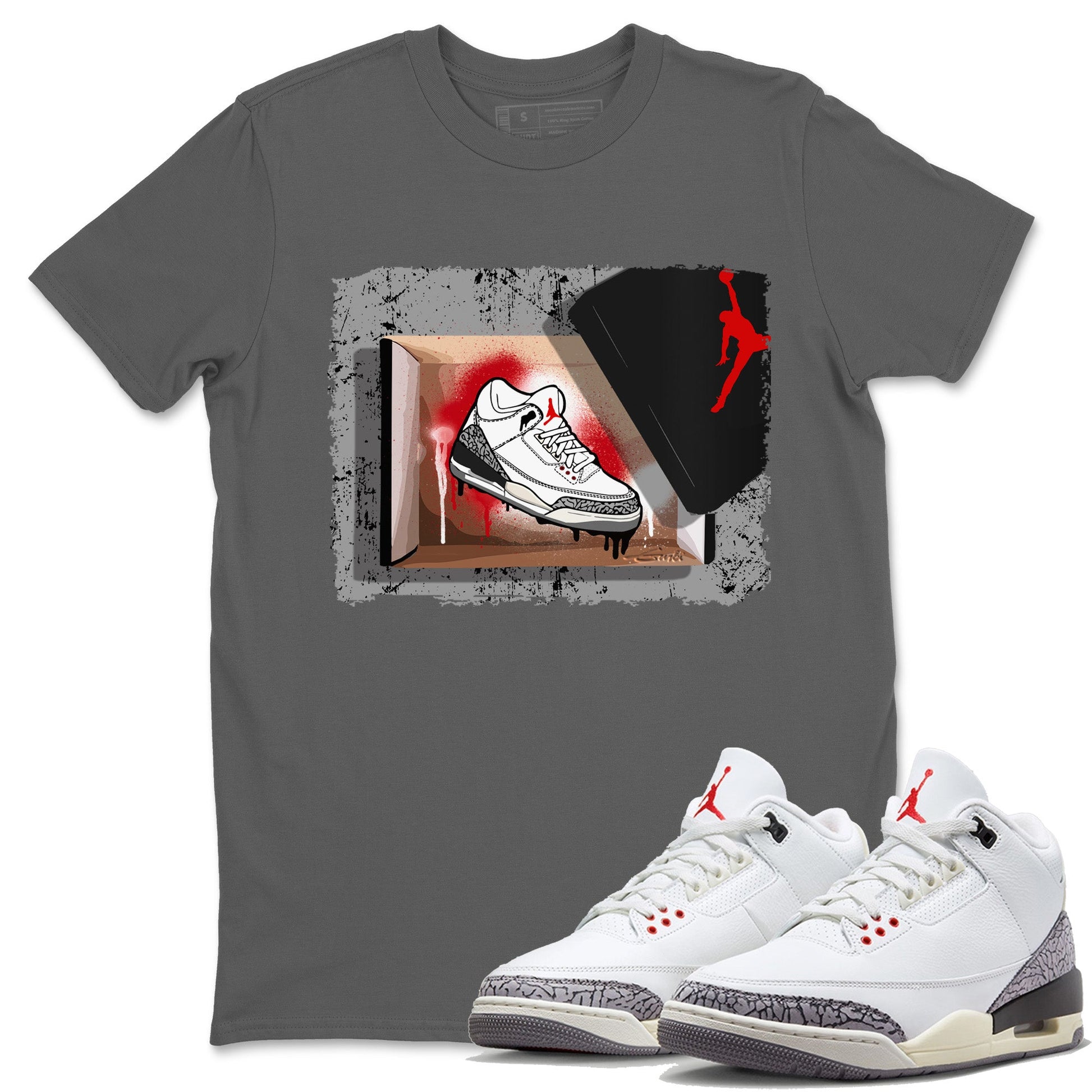 Air Jordan 3 White Cement New Kicks Crew Neck Sneaker Tees Air Jordan 3 Retro White Cement Sneaker T-Shirts Size Chart