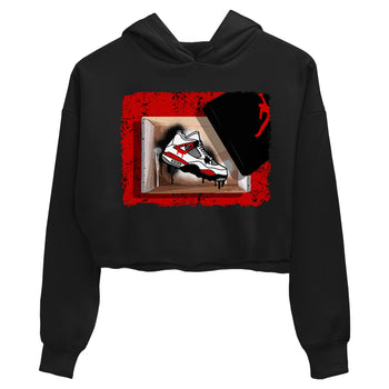 Air Jordan 4 Red Cement shirt to match jordans New Kicks sneaker tees Red Cement 4s SNRT Sneaker Release Tees Black 2 Crop T-Shirt