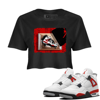 Air Jordan 4 Red Cement shirt to match jordans New Kicks sneaker tees Red Cement 4s SNRT Sneaker Release Tees Black 1 Crop T-Shirt