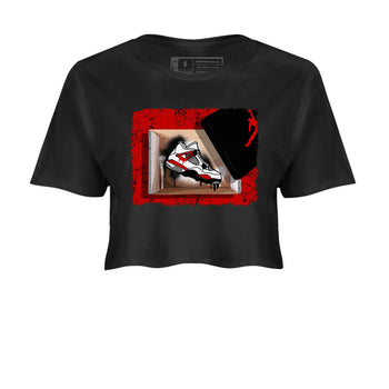Air Jordan 4 Red Cement shirt to match jordans New Kicks sneaker tees Red Cement 4s SNRT Sneaker Release Tees Black 2 Crop T-Shirt