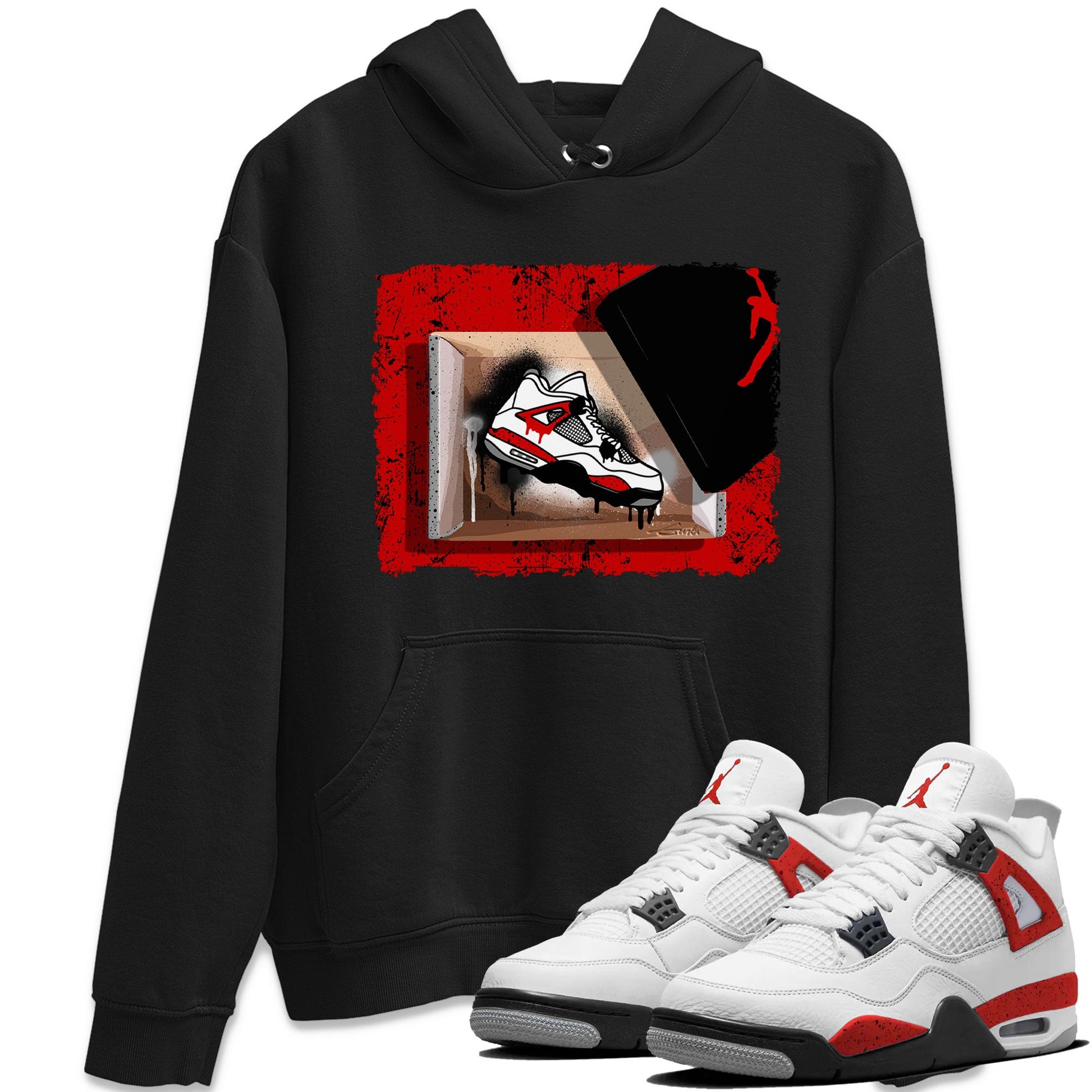 Air Jordan 4 Red Cement shirt to match jordans New Kicks sneaker tees Red Cement 4s SNRT Sneaker Release Tees Unisex Black 1 T-Shirt
