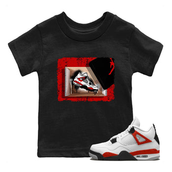 Air Jordan 4 Red Cement shirt to match jordans New Kicks sneaker tees Red Cement 4s SNRT Sneaker Release Tees Baby Toddler Black 1 T-Shirt