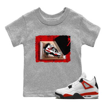 Air Jordan 4 Red Cement shirt to match jordans New Kicks sneaker tees Red Cement 4s SNRT Sneaker Release Tees Baby Toddler Heather Grey 1 T-Shirt
