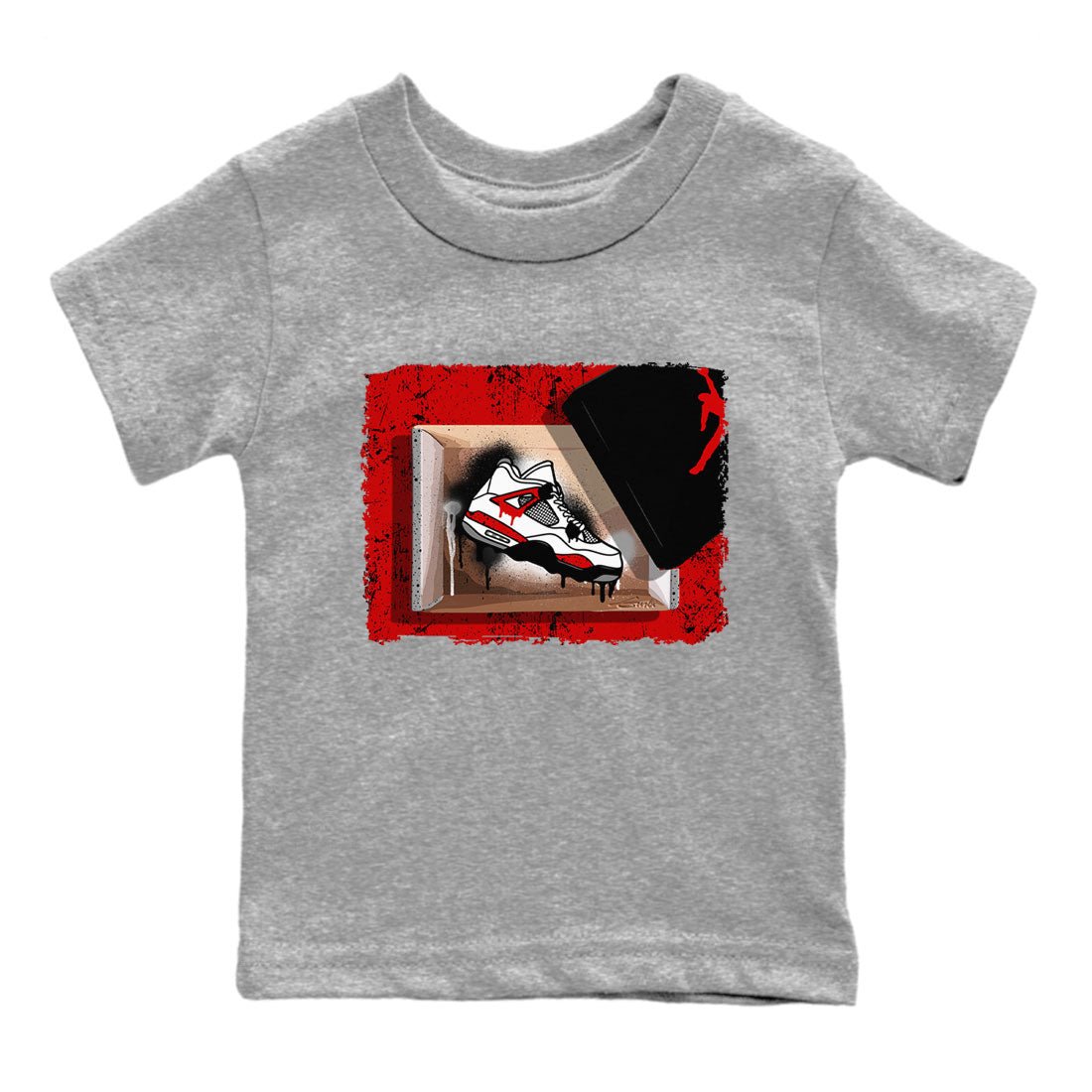 Air Jordan 4 Red Cement shirt to match jordans New Kicks sneaker tees Red Cement 4s SNRT Sneaker Release Tees Baby Toddler Heather Grey 2 T-Shirt