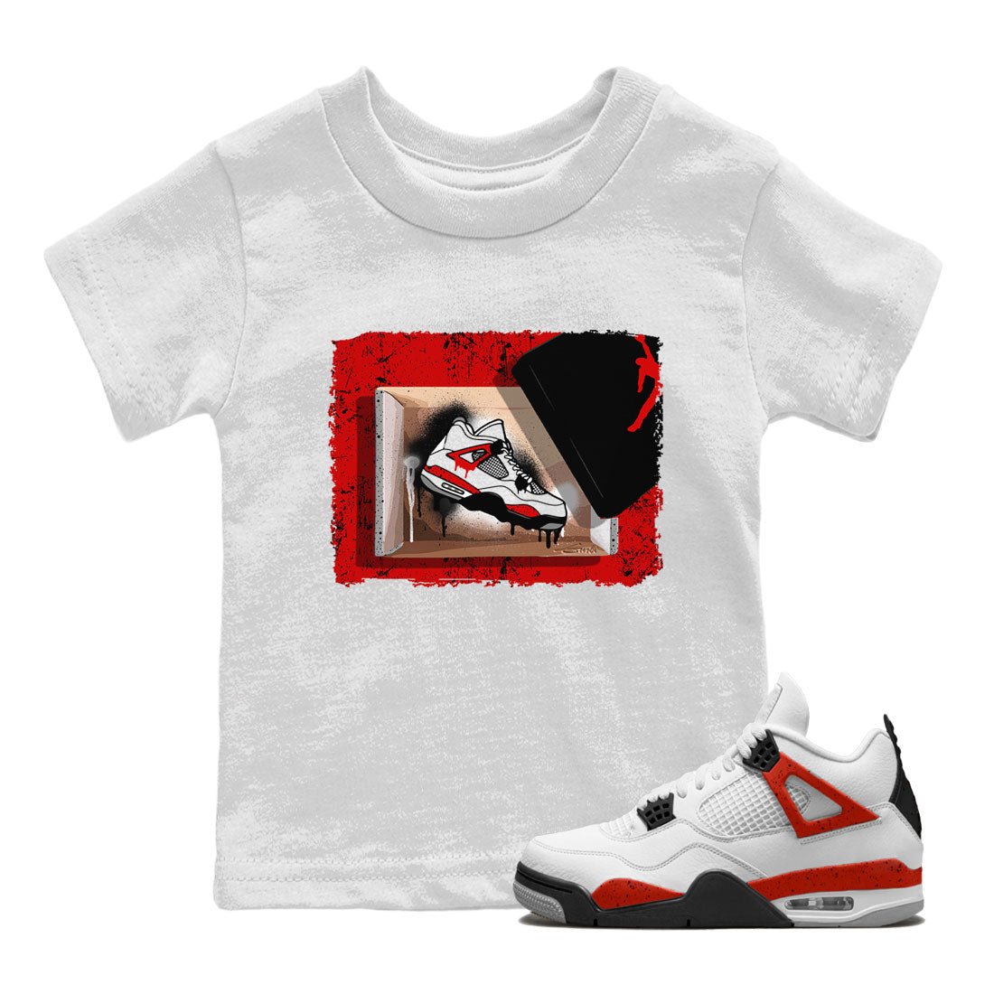 Air Jordan 4 Red Cement shirt to match jordans New Kicks sneaker tees Red Cement 4s SNRT Sneaker Release Tees Baby Toddler White 1 T-Shirt