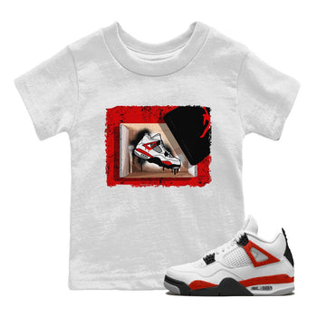 Air Jordan 4 Red Cement shirt to match jordans New Kicks sneaker tees Red Cement 4s SNRT Sneaker Release Tees Baby Toddler White 1 T-Shirt