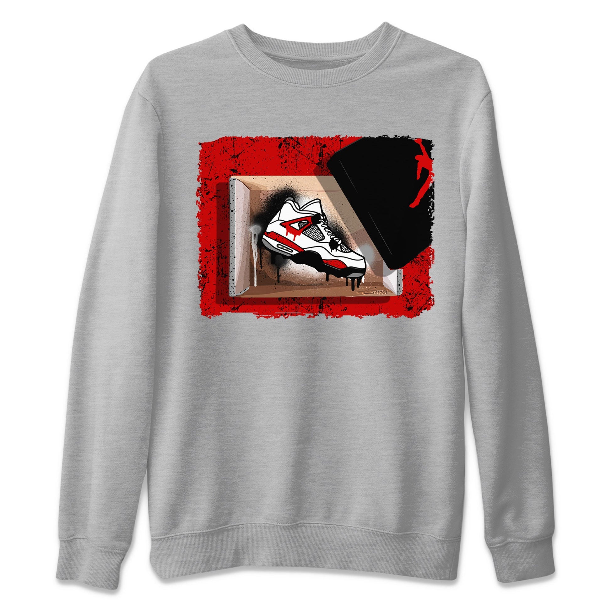 Air Jordan 4 Red Cement shirt to match jordans New Kicks sneaker tees Red Cement 4s SNRT Sneaker Release Tees Unisex Heather Grey 2 T-Shirt