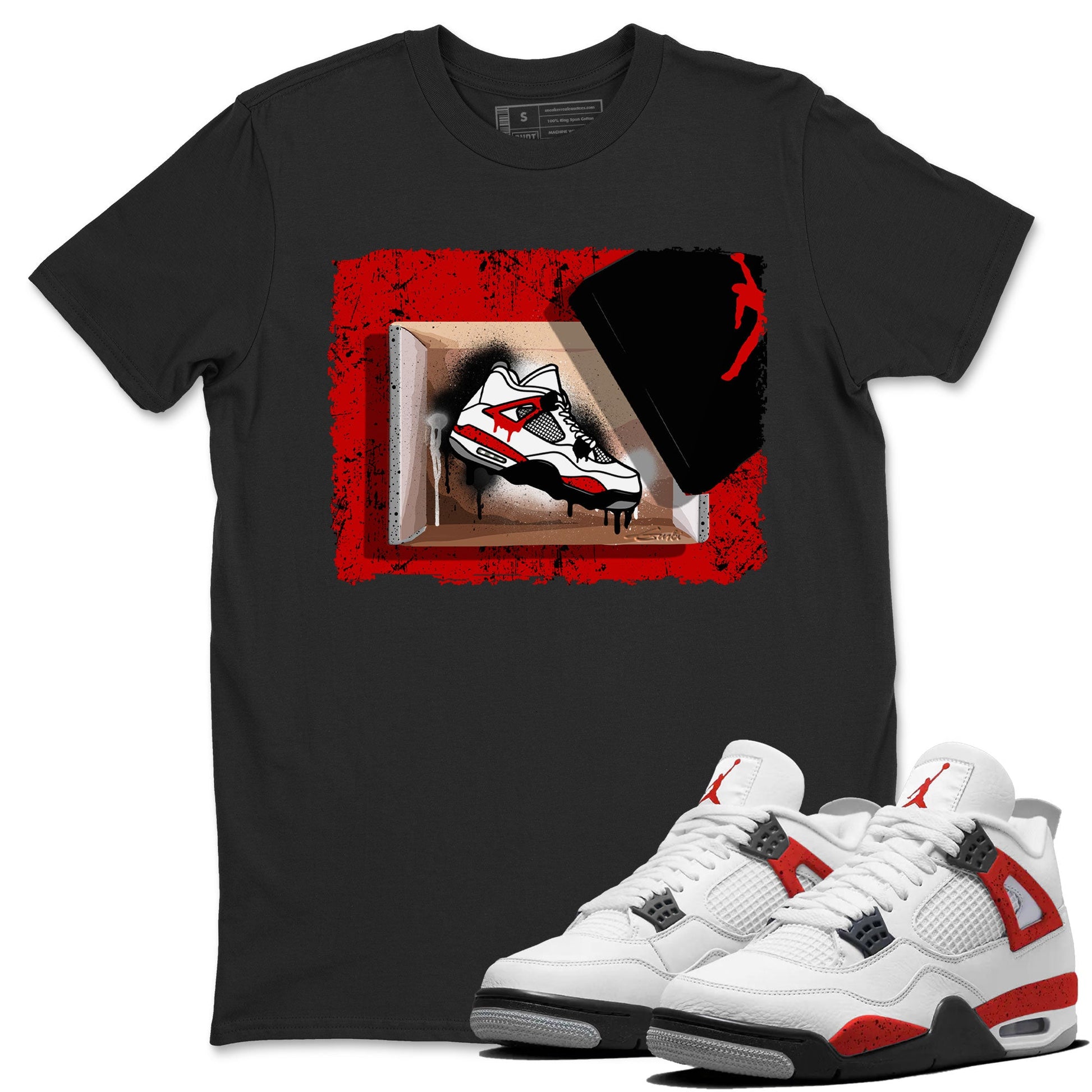 Air Jordan 4 Red Cement shirt to match jordans New Kicks sneaker tees Red Cement 4s SNRT Sneaker Release Tees Unisex Black 1 T-Shirt
