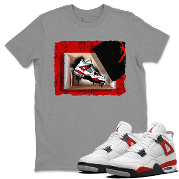 Air Jordan 4 Red Cement shirt to match jordans New Kicks sneaker tees Red Cement 4s SNRT Sneaker Release Tees Unisex Heather Grey 1 T-Shirt