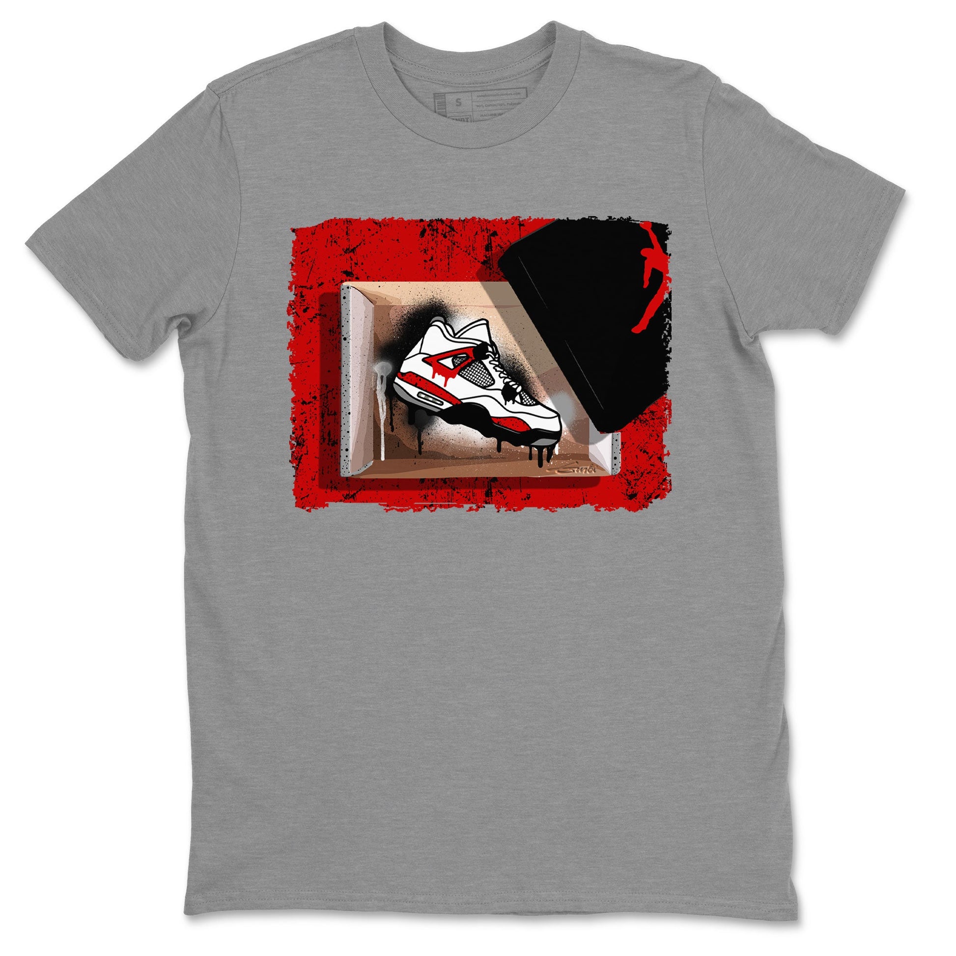Air Jordan 4 Red Cement shirt to match jordans New Kicks sneaker tees Red Cement 4s SNRT Sneaker Release Tees Unisex Heather Grey 2 T-Shirt