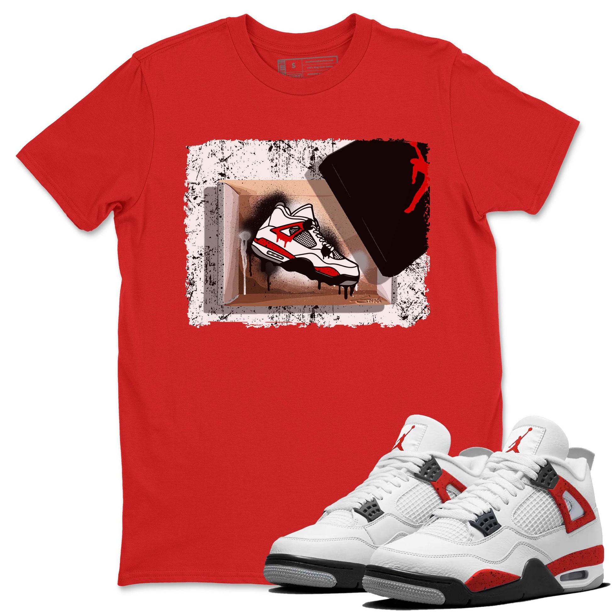 Air Jordan 4 Red Cement shirt to match jordans New Kicks sneaker tees Red Cement 4s SNRT Sneaker Release Tees Unisex Red 1 T-Shirt