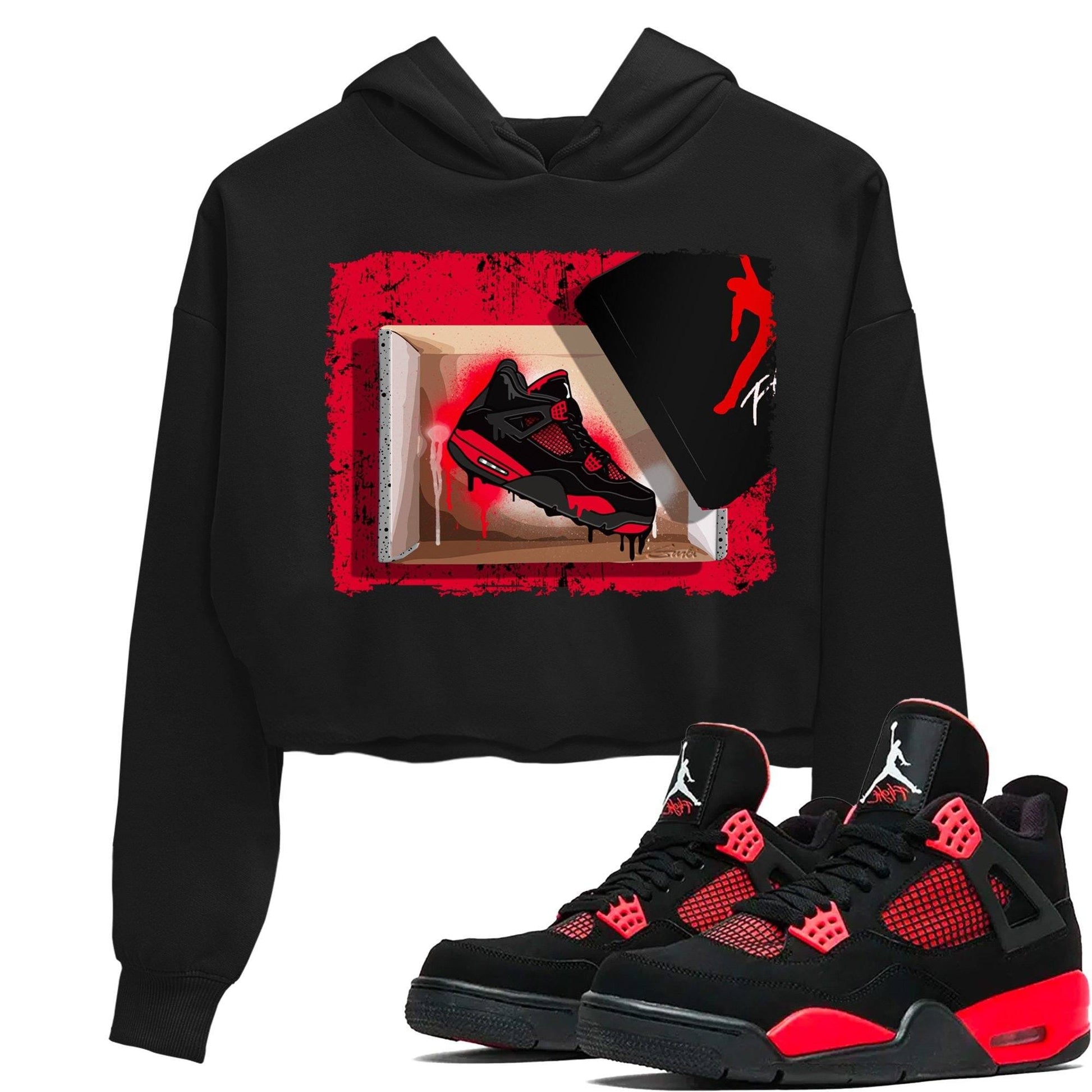 Jordan 4 Red Thunder Sneaker Match Tees New Kicks Sneaker Tees Jordan 4 Red Thunder Sneaker Release Tees Women's Shirts
