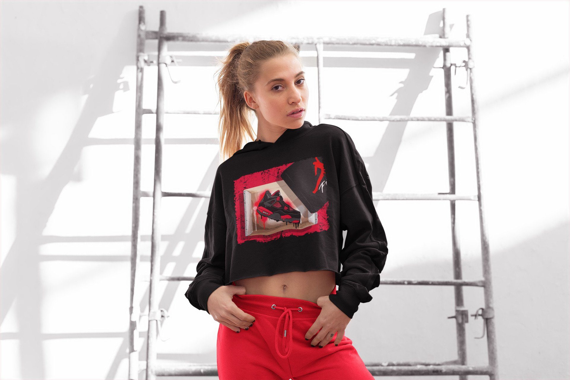 Jordan 4 Red Thunder Sneaker Match Tees New Kicks Sneaker Tees Jordan 4 Red Thunder Sneaker Release Tees Women's Shirts