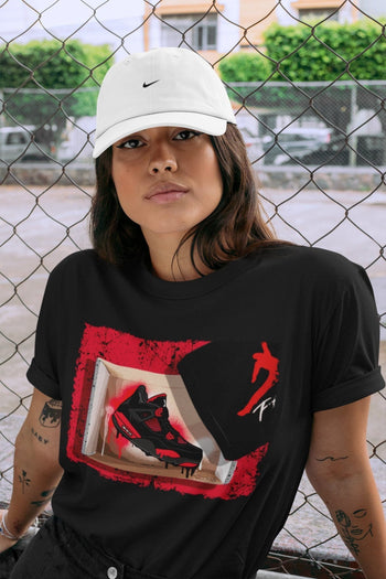 Jordan 4 Red Thunder Sneaker Match Tees New Kicks Sneaker Tees Jordan 4 Red Thunder Sneaker Release Tees Unisex Shirts