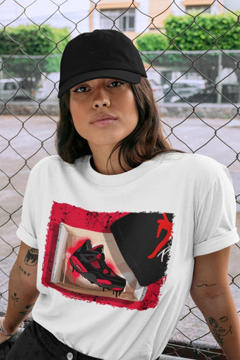 Jordan 4 Red Thunder Sneaker Match Tees New Kicks Sneaker Tees Jordan 4 Red Thunder Sneaker Release Tees Unisex Shirts