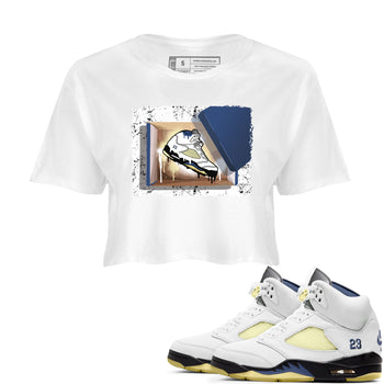 Air Jordan 5 A Ma Maniere x Dawn shirt to match jordans New Kicks sneaker tees Air Jordan 5 A Ma Maniere x Photon Dust SNRT Sneaker Tees Sneaker Matching Shirt White 1 Crop T-Shirt