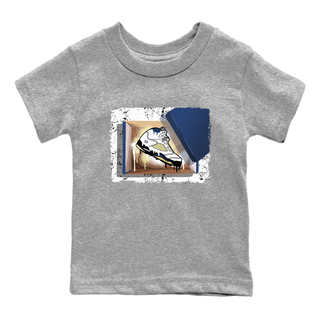 Air Jordan 5 A Ma Maniere x Dawn shirt to match jordans New Kicks sneaker tees Air Jordan 5 A Ma Maniere x Photon Dust SNRT Sneaker Tees Sneaker Matching Shirt Baby Toddler Heather Grey 2 T-Shirt