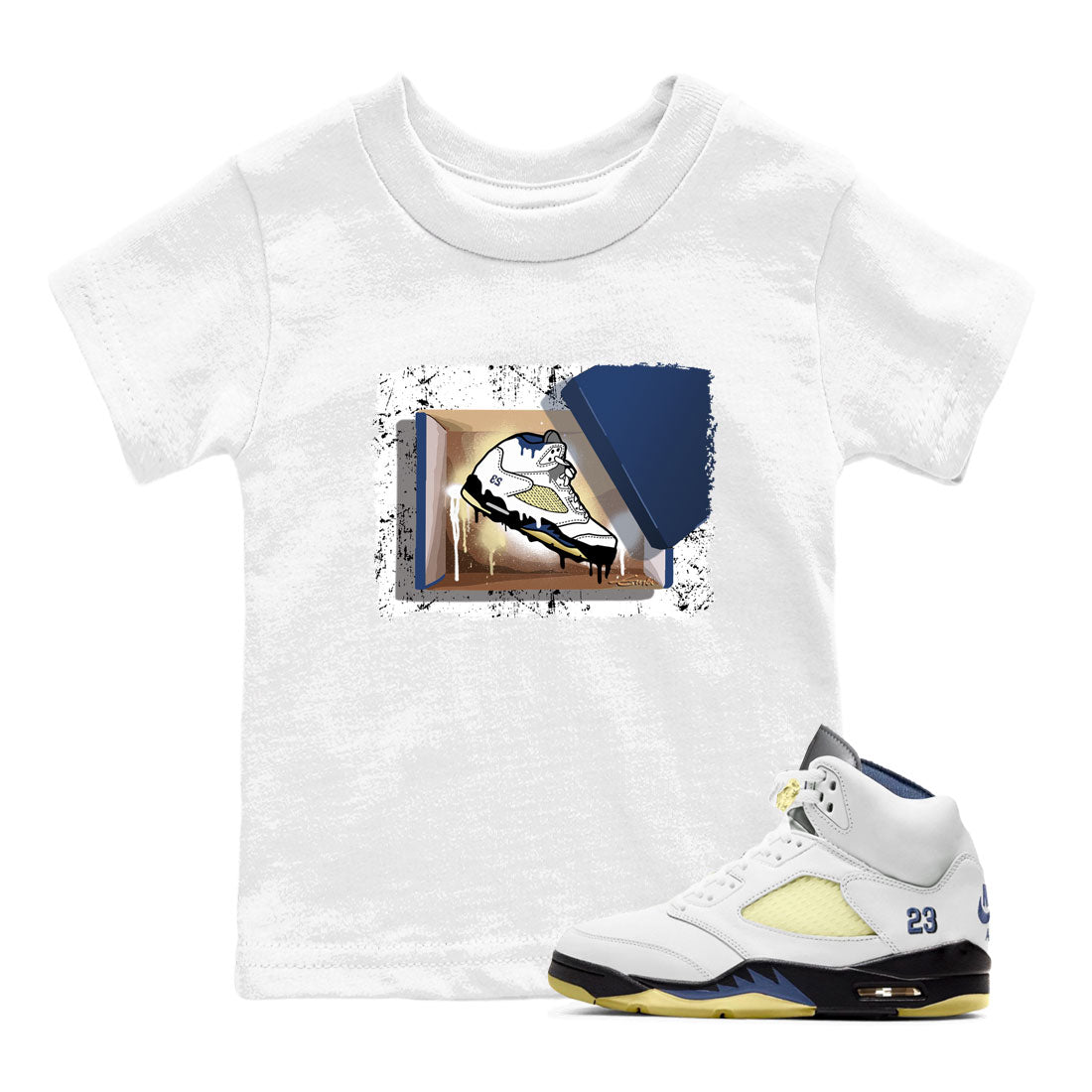 Air Jordan 5 A Ma Maniere x Dawn shirt to match jordans New Kicks sneaker tees Air Jordan 5 A Ma Maniere x Photon Dust SNRT Sneaker Tees Sneaker Matching Shirt Baby Toddler White 1 T-Shirt