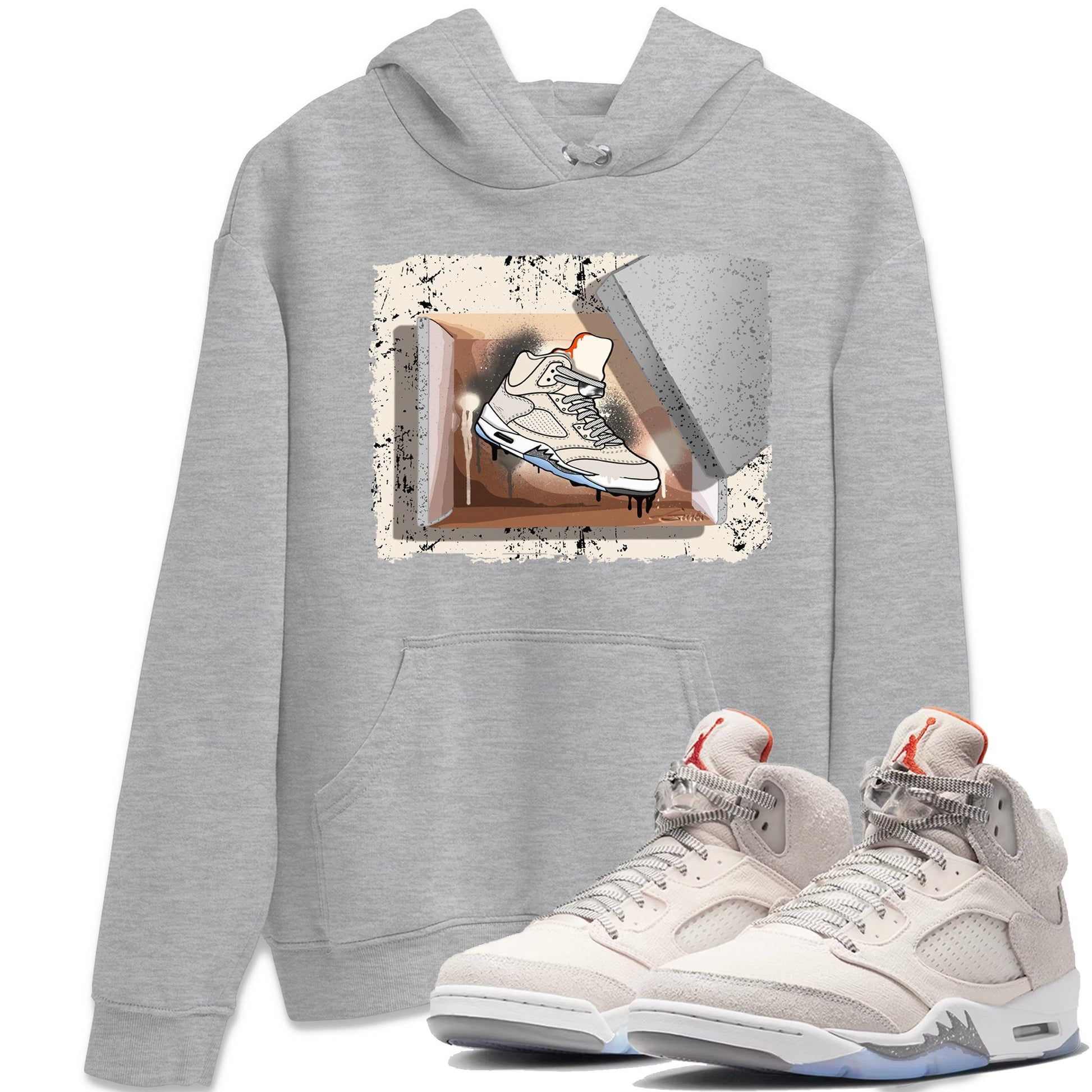 Air Jordan 5 Craft Sneaker Match Tees New Kicks Sneaker Tees Air Jordan 5 Craft Shirt Unisex Shirts Heather Grey 1