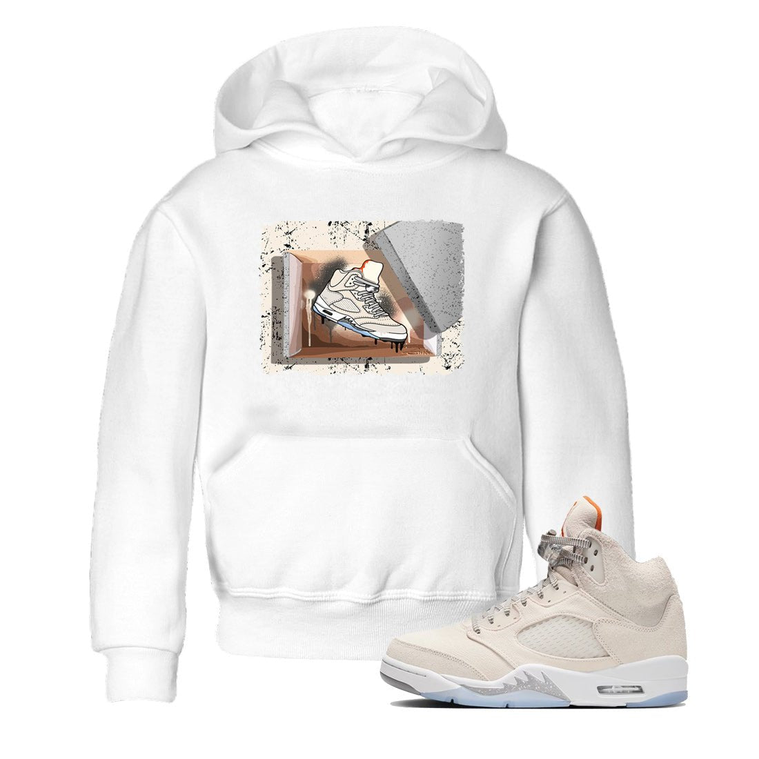 Air Jordan 5 Craft Sneaker Match Tees New Kicks Sneaker Tees Air Jordan 5 Craft Shirt Kids Shirts White 1