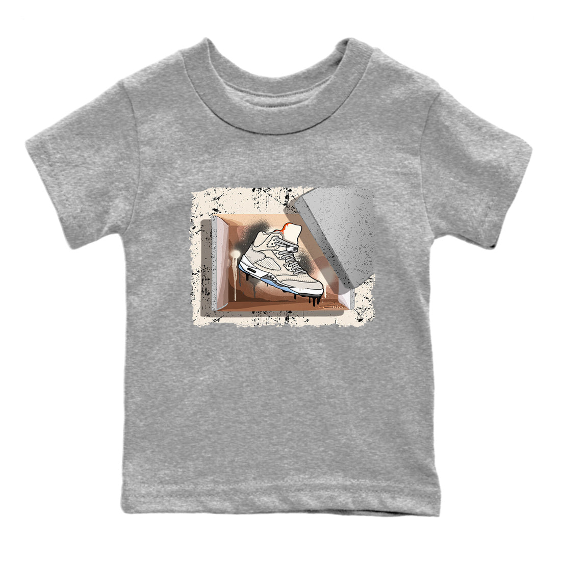 Air Jordan 5 Craft Sneaker Match Tees New Kicks Sneaker Tees Air Jordan 5 Craft Shirt Kids Shirts Heather Grey 2