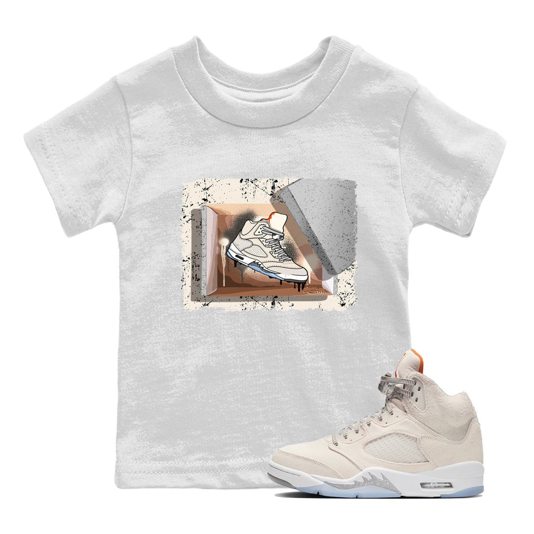 Air Jordan 5 Craft Sneaker Match Tees New Kicks Sneaker Tees Air Jordan 5 Craft Shirt Kids Shirts White 1