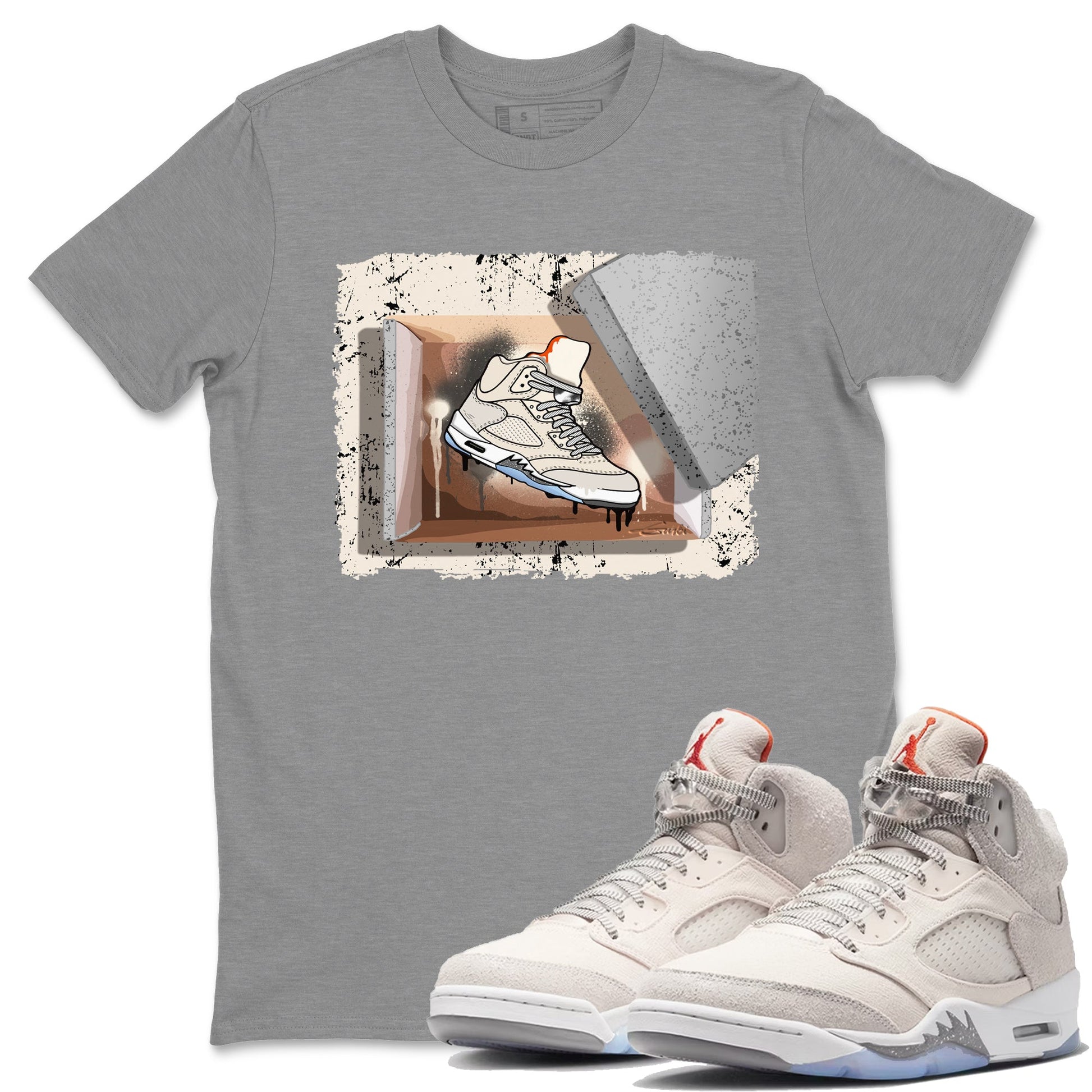Air Jordan 5 Craft Sneaker Match Tees New Kicks Sneaker Tees Air Jordan 5 Craft Shirt Unisex Shirts Heather Grey 1