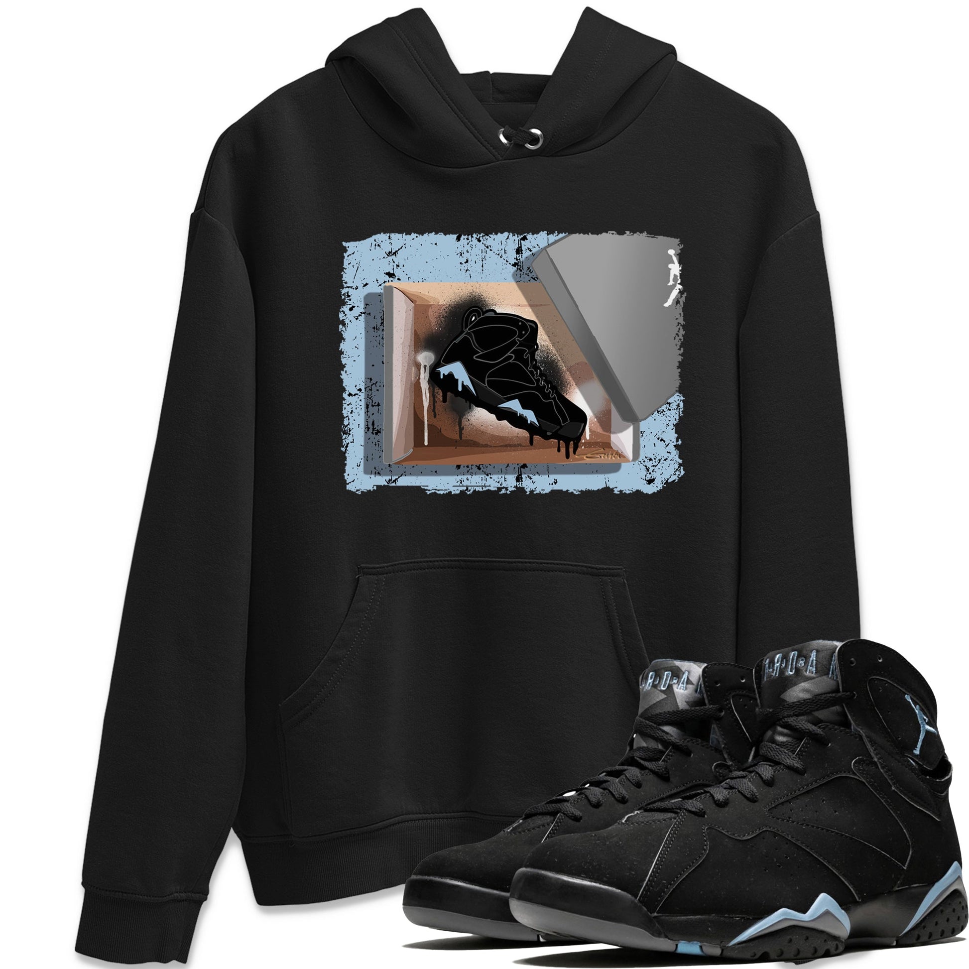 Air Jordan 7 Chambray Sneaker Match Tees New Kicks 7s Chambray T-Shirt Sneaker Release Tees Unisex Shirts Black 1