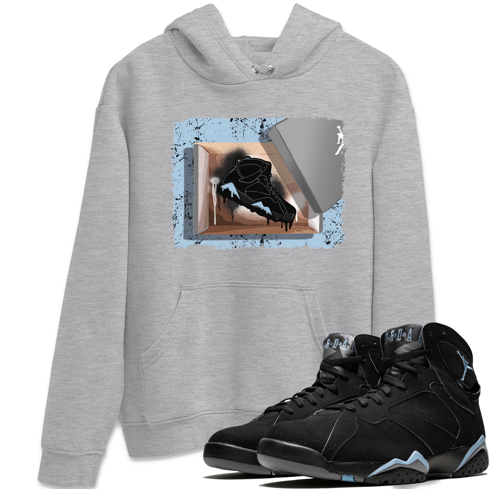 Air Jordan 7 Chambray Sneaker Match Tees New Kicks 7s Chambray T-Shirt Sneaker Release Tees Unisex Shirts Heather Grey 1