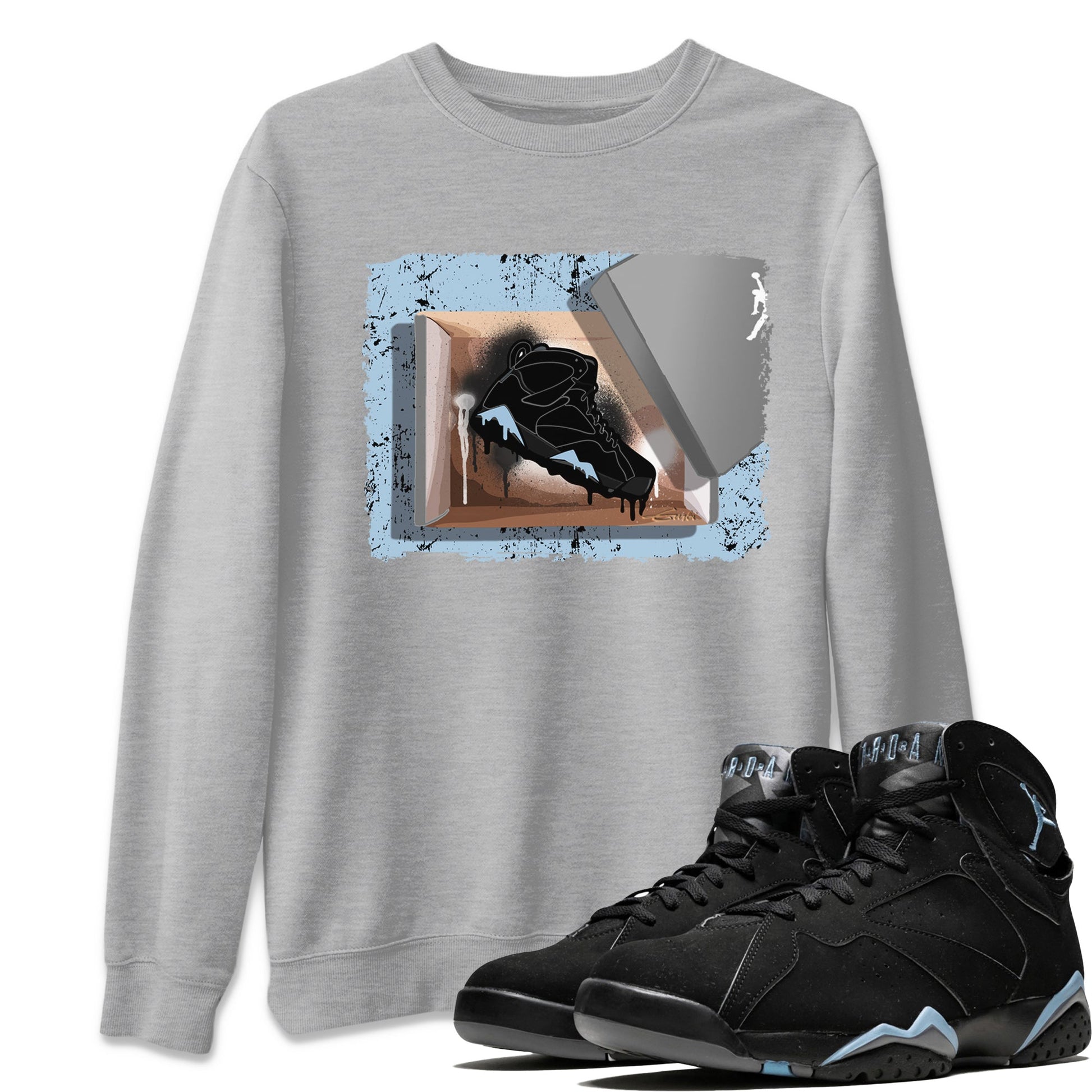 Air Jordan 7 Chambray Sneaker Match Tees New Kicks 7s Chambray T-Shirt Sneaker Release Tees Unisex Shirts Heather Grey 1