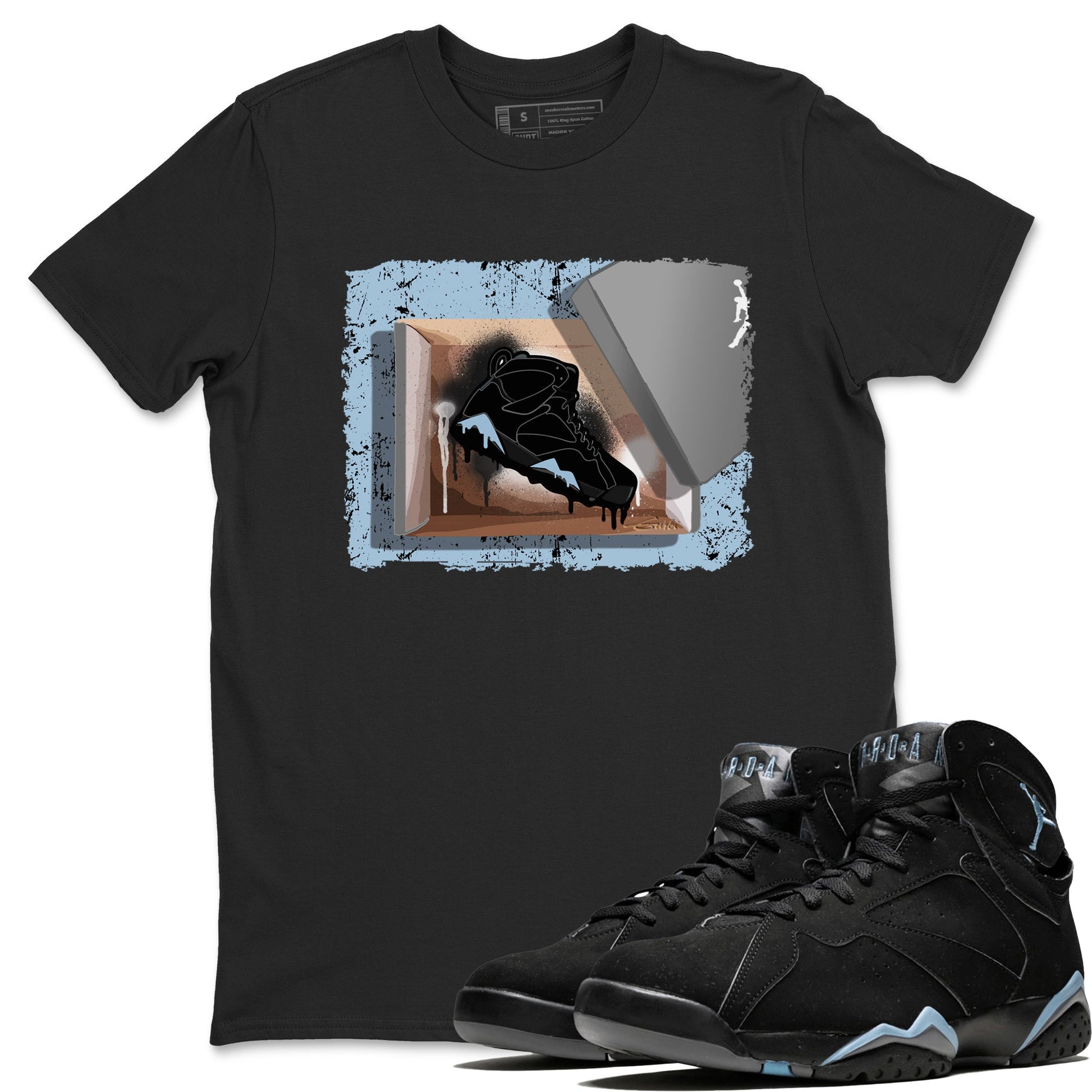 Air Jordan 7 Chambray Sneaker Match Tees New Kicks 7s Chambray T-Shirt Sneaker Release Tees Unisex Shirts Black 1