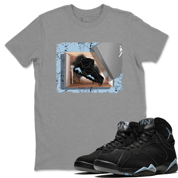 Air Jordan 7 Chambray Sneaker Match Tees New Kicks 7s Chambray T-Shirt Sneaker Release Tees Unisex Shirts Heather Grey 1