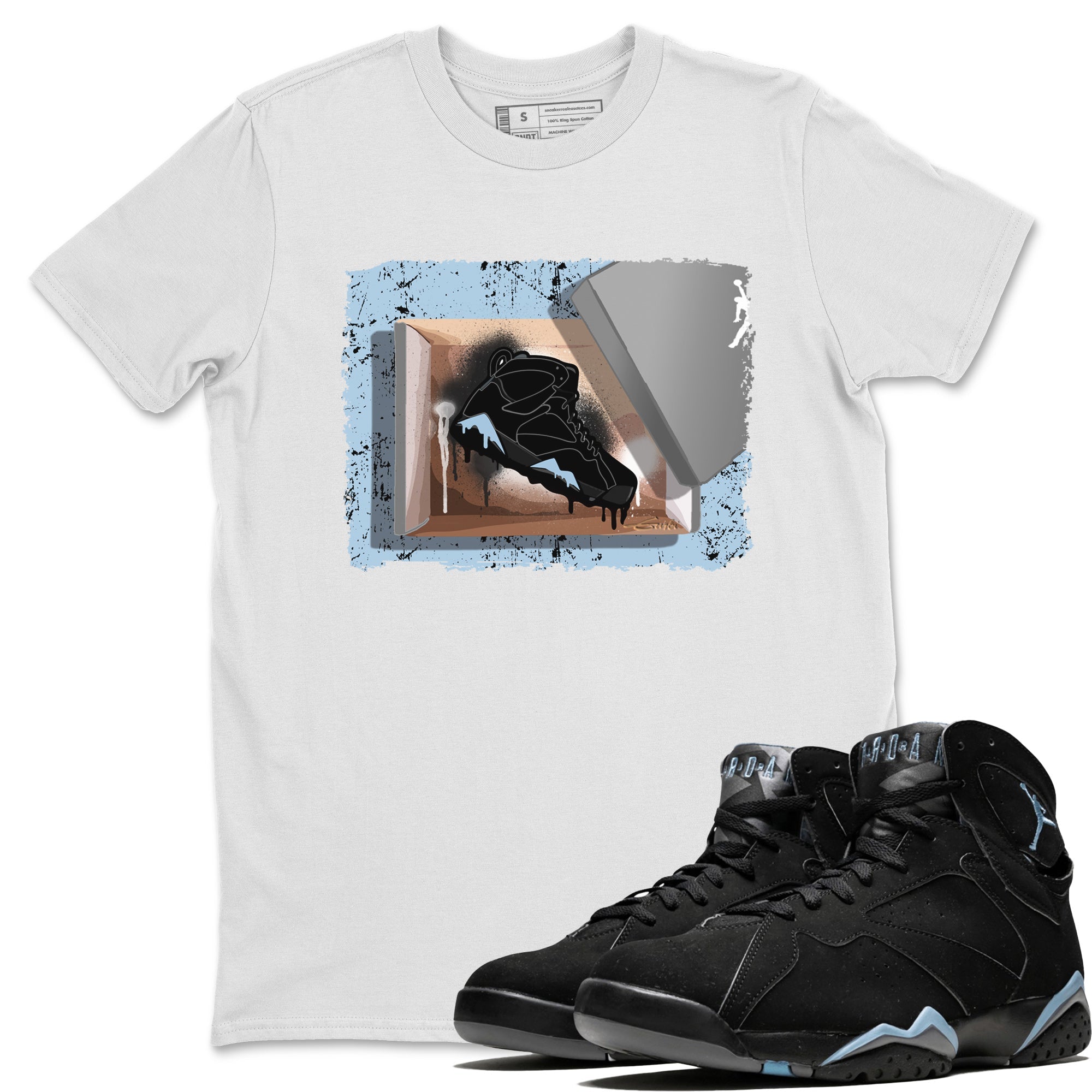 Air Jordan 7 Chambray Sneaker Match Tees New Kicks 7s Chambray T-Shirt Sneaker Release Tees Unisex Shirts White 1