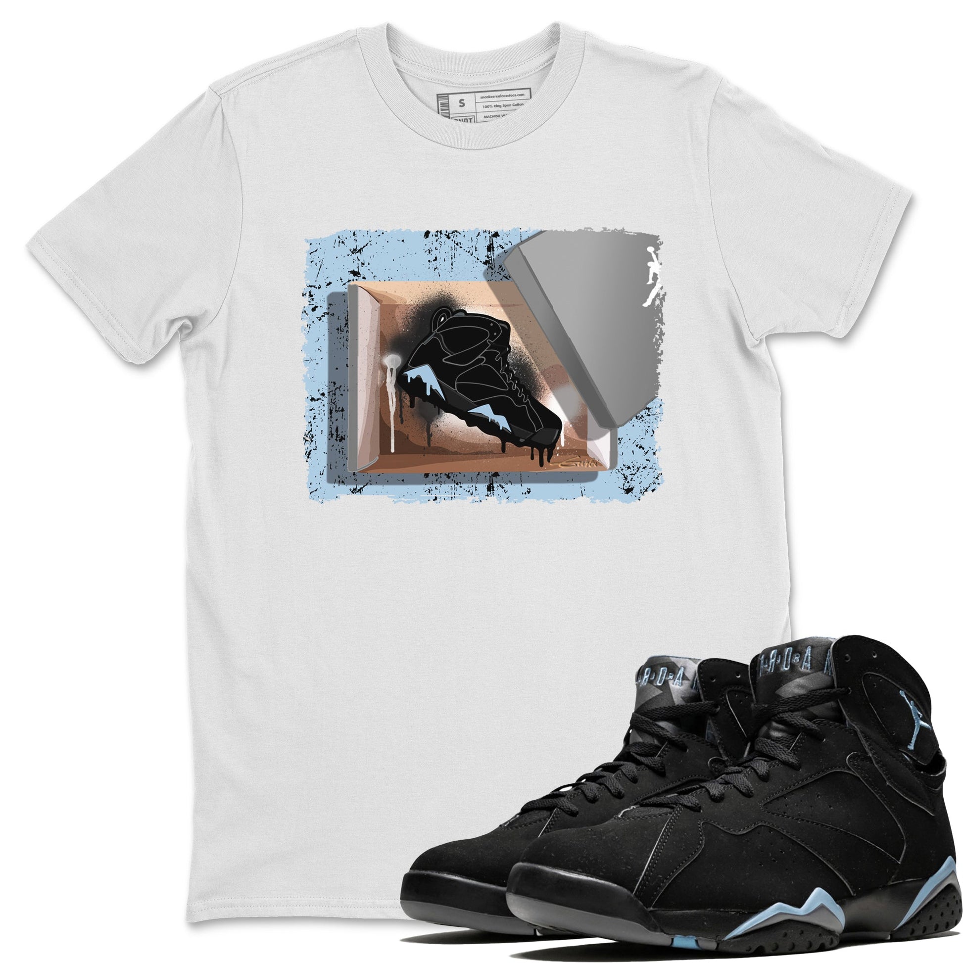 Air Jordan 7 Chambray Sneaker Match Tees New Kicks 7s Chambray T-Shirt Sneaker Release Tees Unisex Shirts White 1