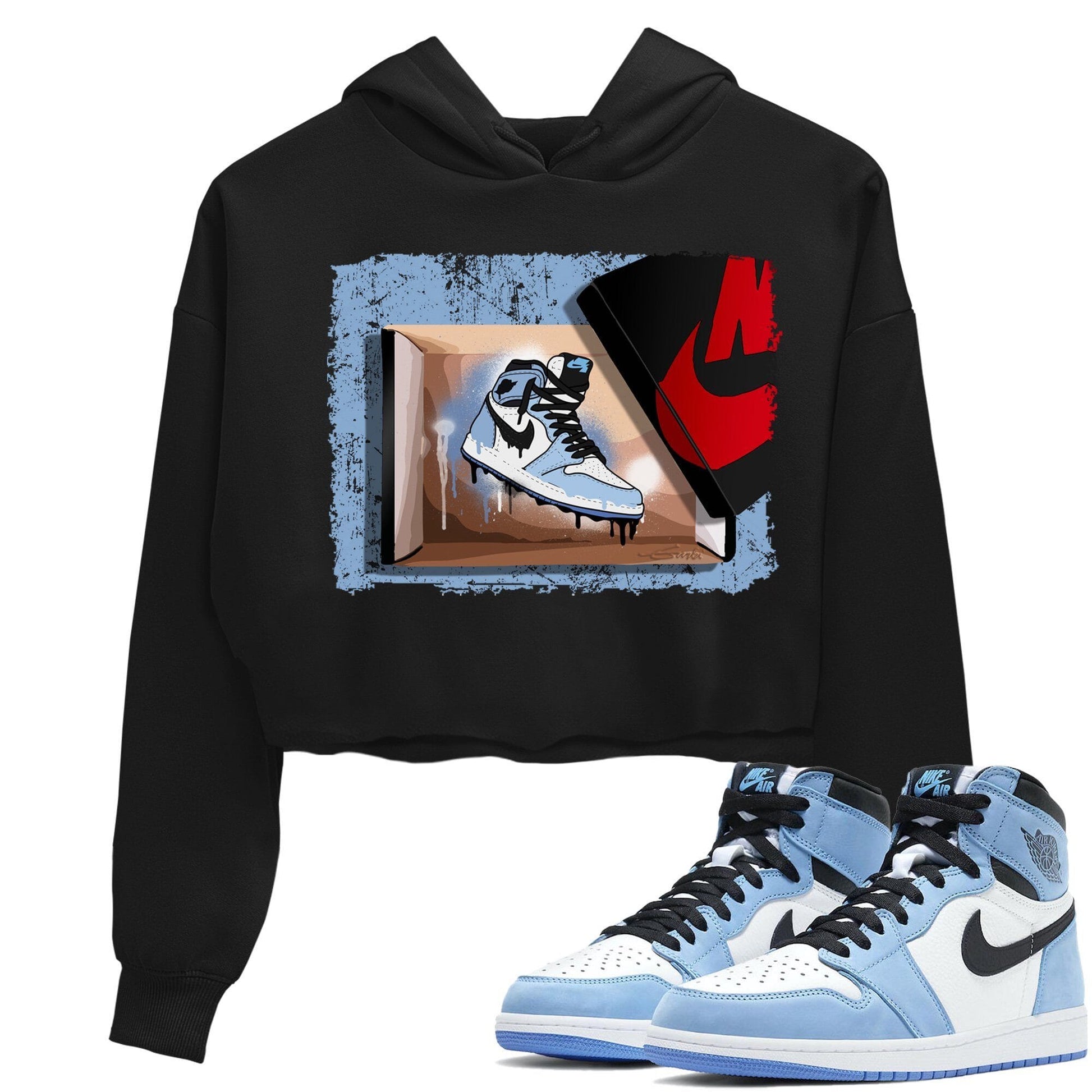 Jordan 1 University Blue Sneaker Match Tees New Kicks Sneaker Tees Jordan 1 University Blue Sneaker Release Tees Women's Shirts