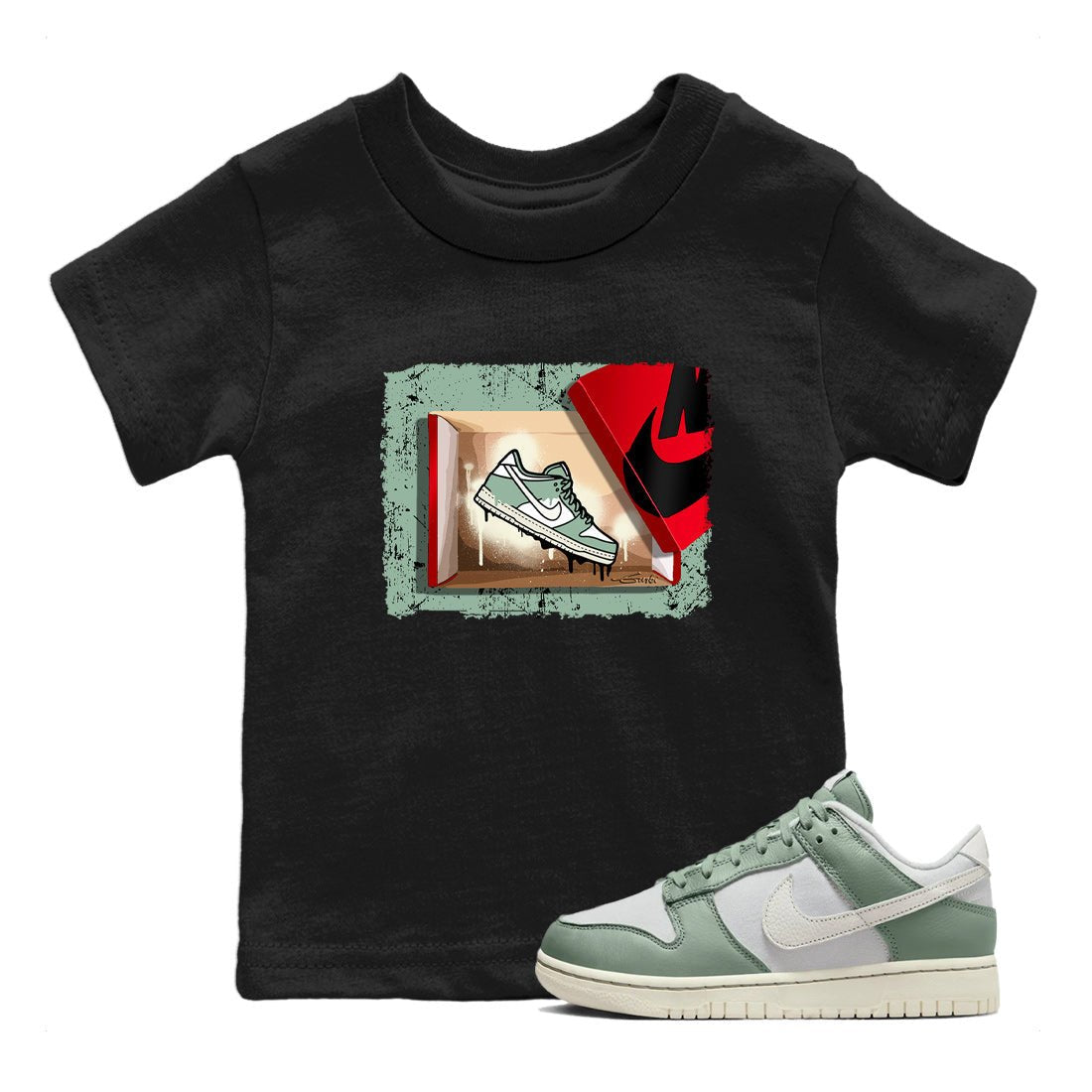 Dunk Low Mica Green Shirts New Kicks Sneaker Tees Dunk Mica Green Sneaker Release Tees Kids Shirts Black 1