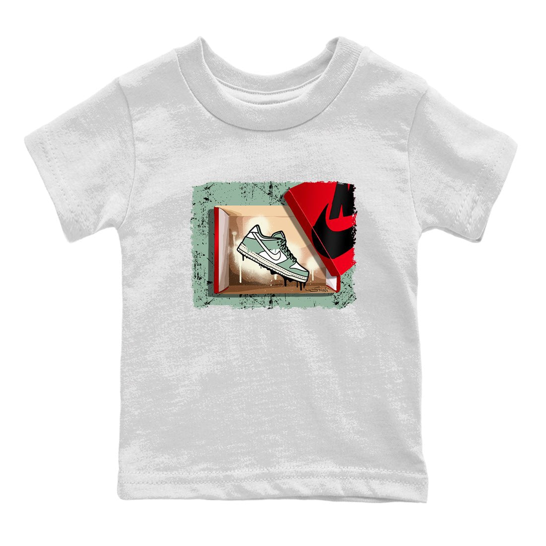 Dunk Low Mica Green Shirts New Kicks Sneaker Tees Dunk Mica Green Sneaker Release Tees Kids Shirts White 2