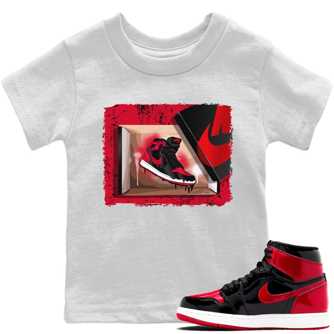 Jordan 1 Bred Patent Sneaker Match Tees New Kicks Sneaker Tees Jordan 1 Bred Patent Sneaker Release Tees Kids Shirts