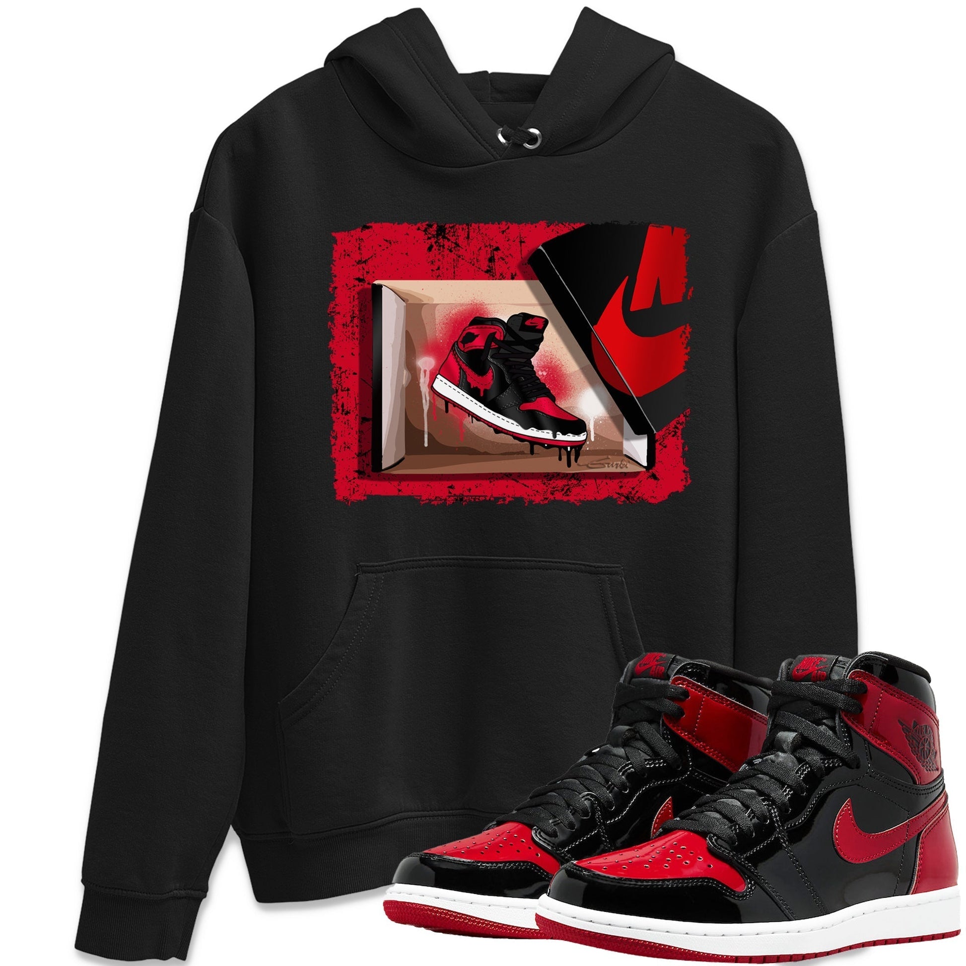 Jordan 1 Bred Patent Sneaker Match Tees New Kicks Sneaker Tees Jordan 1 Bred Patent Sneaker Release Tees Unisex Shirts