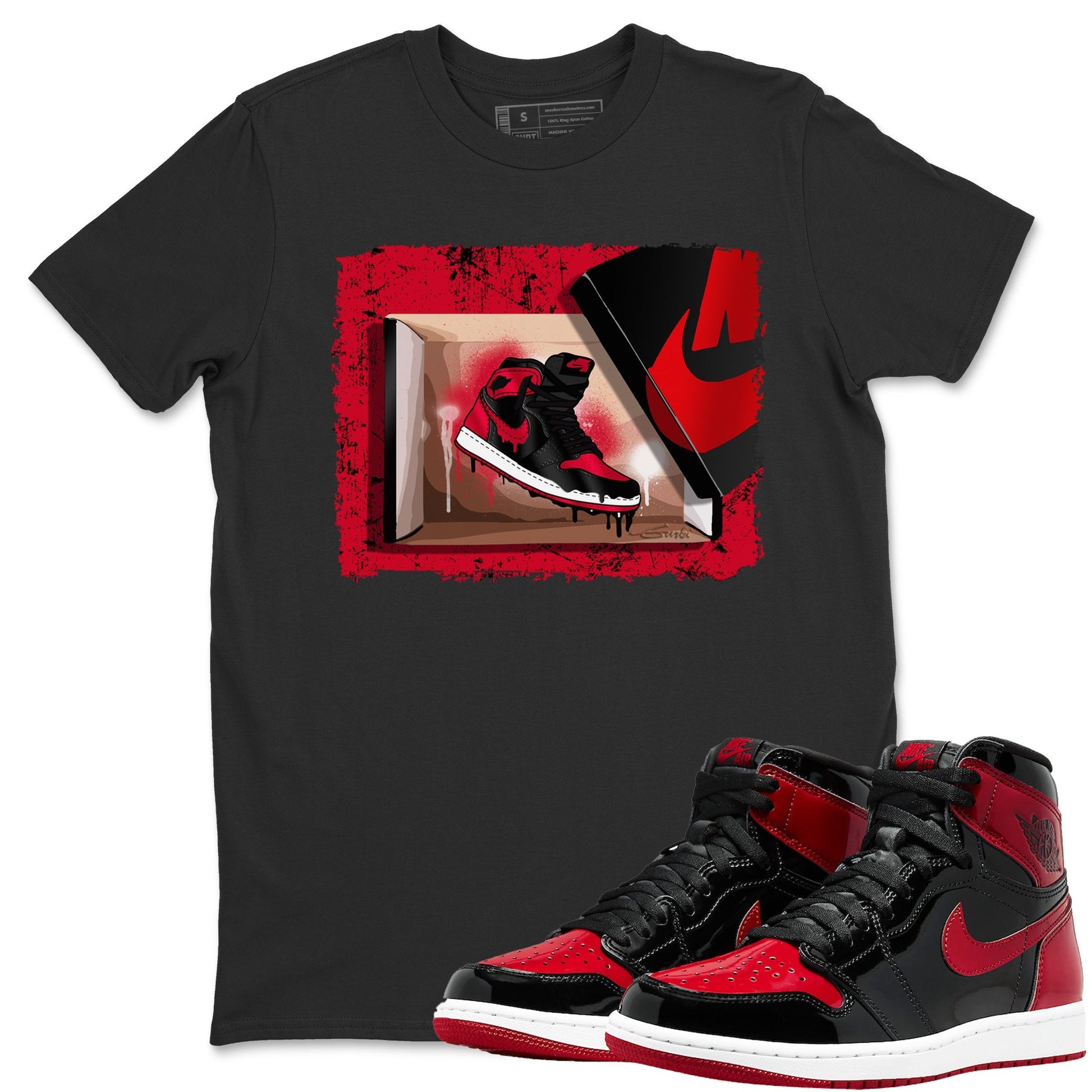 Jordan 1 Bred Patent Sneaker Match Tees New Kicks Sneaker Tees Jordan 1 Bred Patent Sneaker Release Tees Unisex Shirts