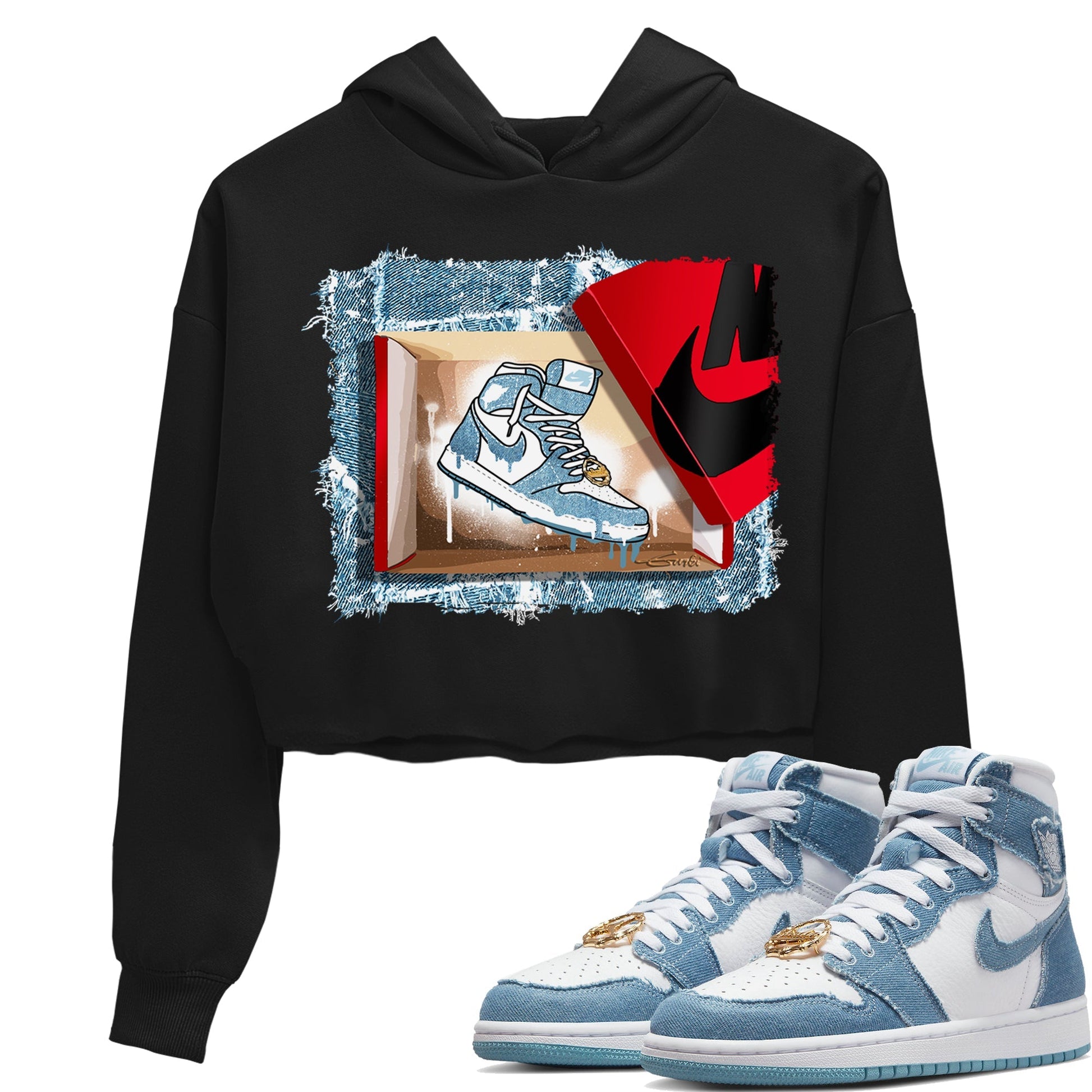 Jordan 1 Denim Sneaker Match Tees New Kicks Sneaker Tees Jordan 1 Denim Sneaker Release Tees Women's Shirts