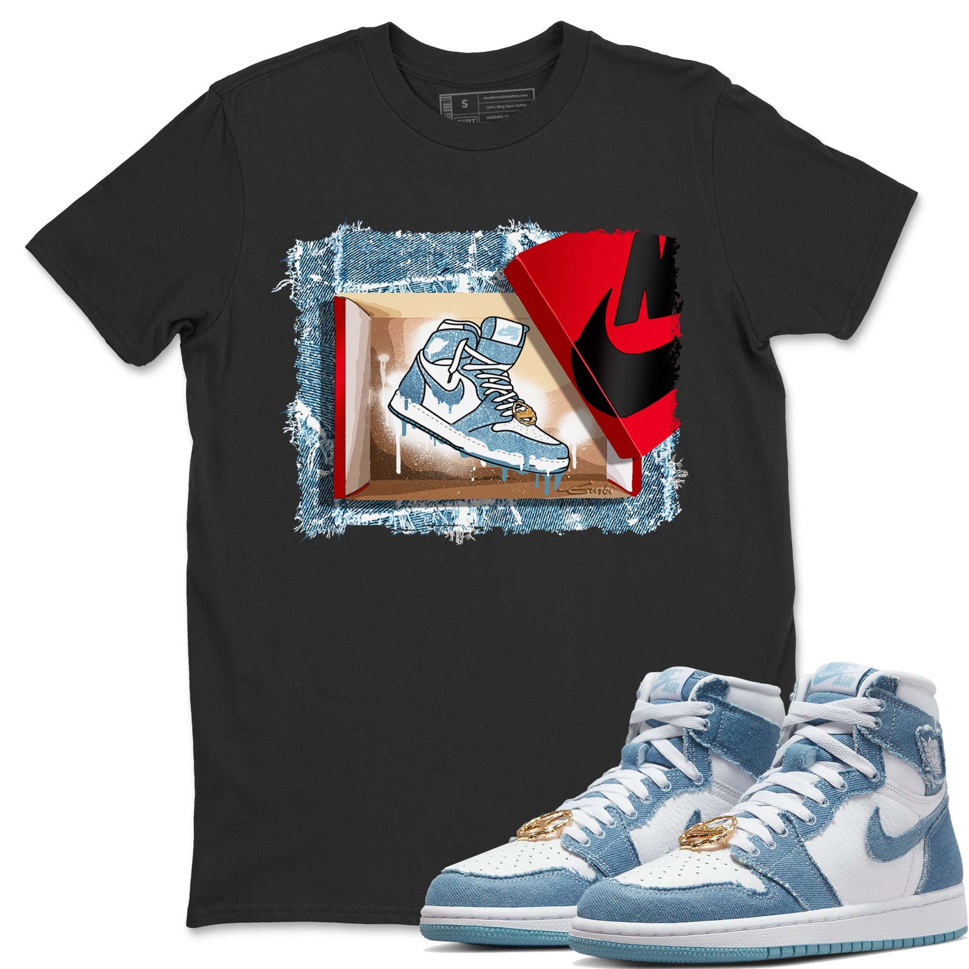 Jordan 1 Denim Sneaker Match Tees New Kicks Sneaker Tees Jordan 1 Denim Sneaker Release Tees Unisex Shirts