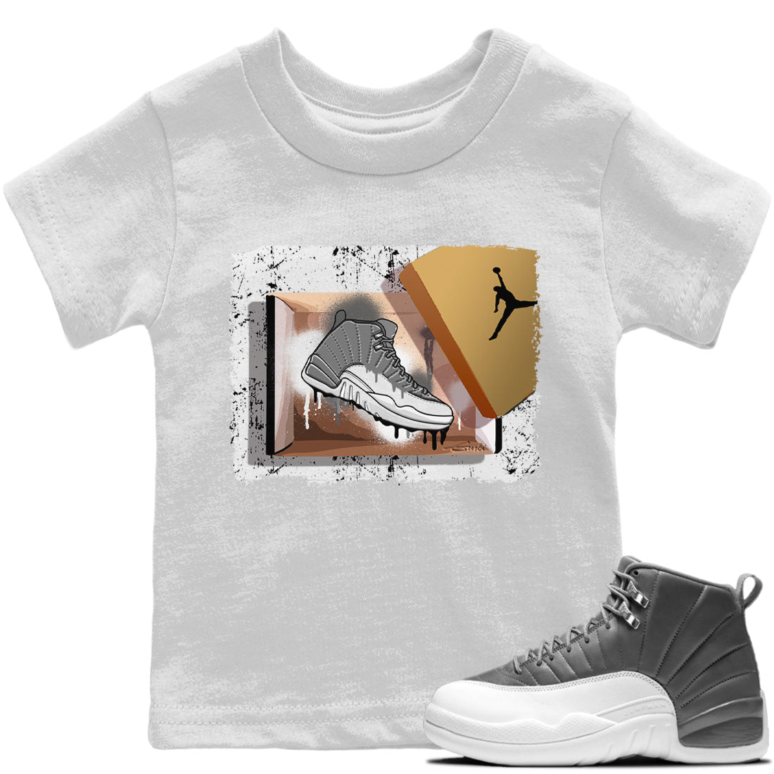 Jordan 12 Stealth Sneaker Match Tees New Kicks Sneaker Tees Jordan 12 Stealth Sneaker Release Tees Kids Shirts