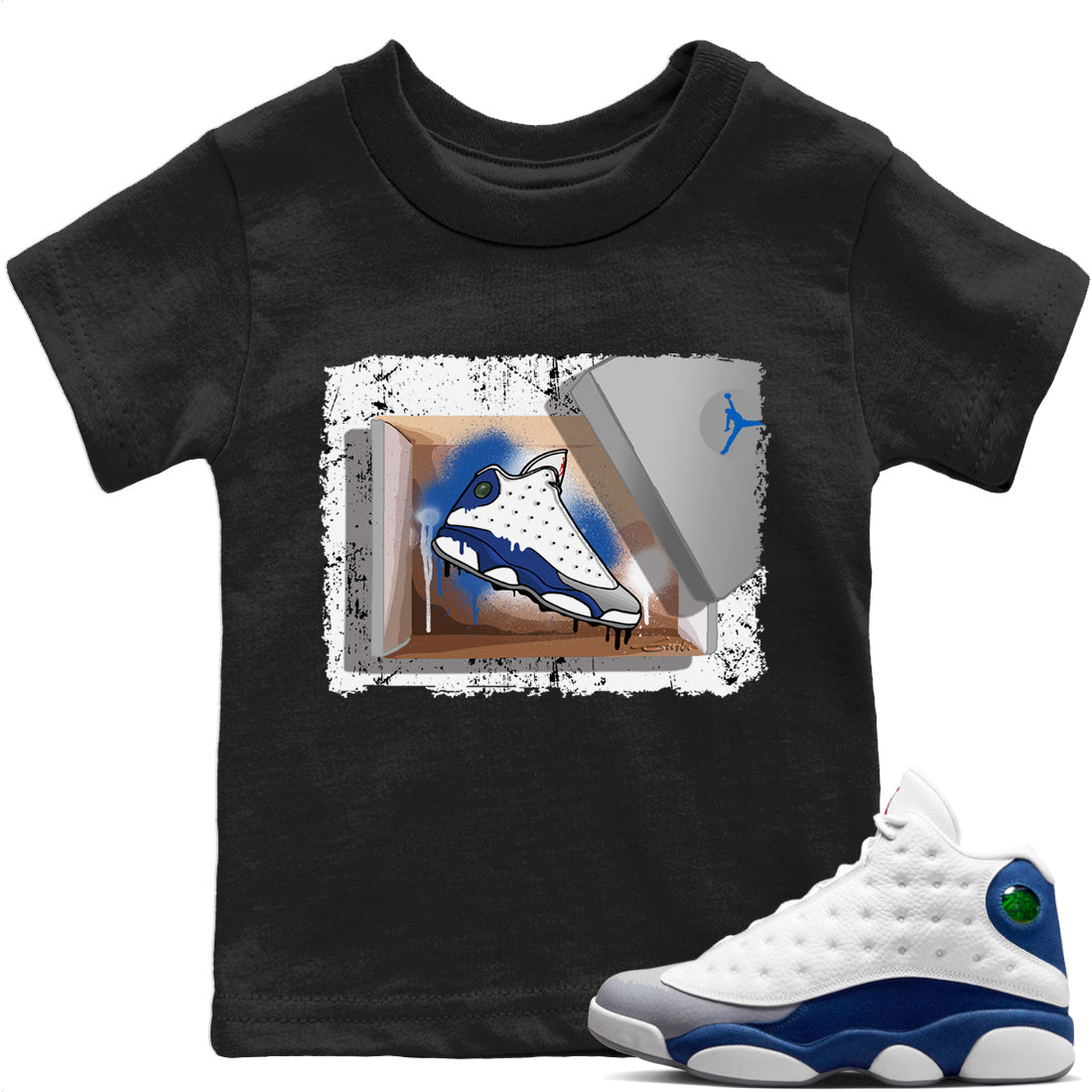 Jordan 13 French Blue Sneaker Match Tees New Kicks Sneaker Tees Jordan 13 French Blue Sneaker Release Tees Kids Shirts