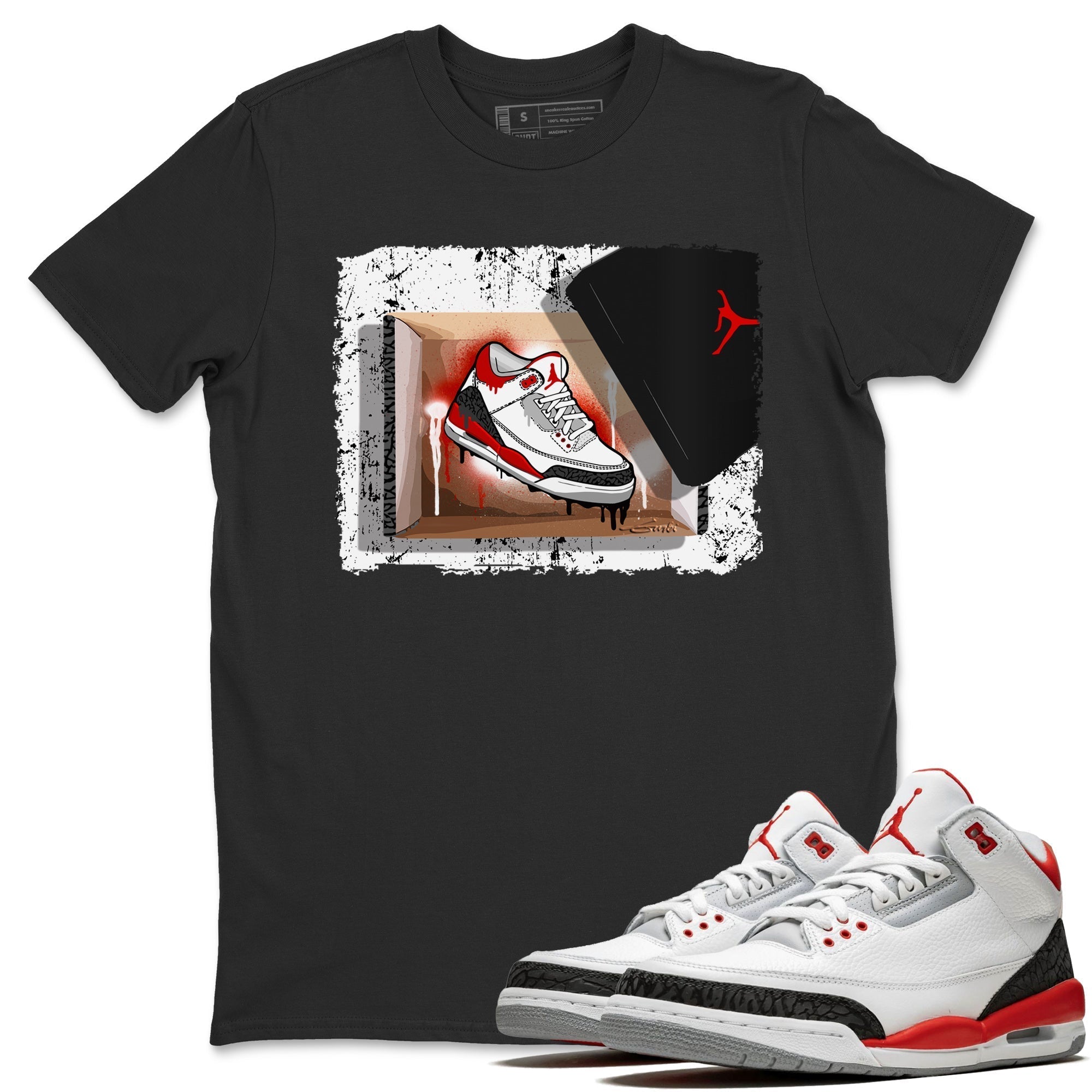 Jordan 3 Fire Red Sneaker Match Tees New Kicks Sneaker Tees Jordan 3 Fire Red Sneaker Release Tees Unisex Shirts
